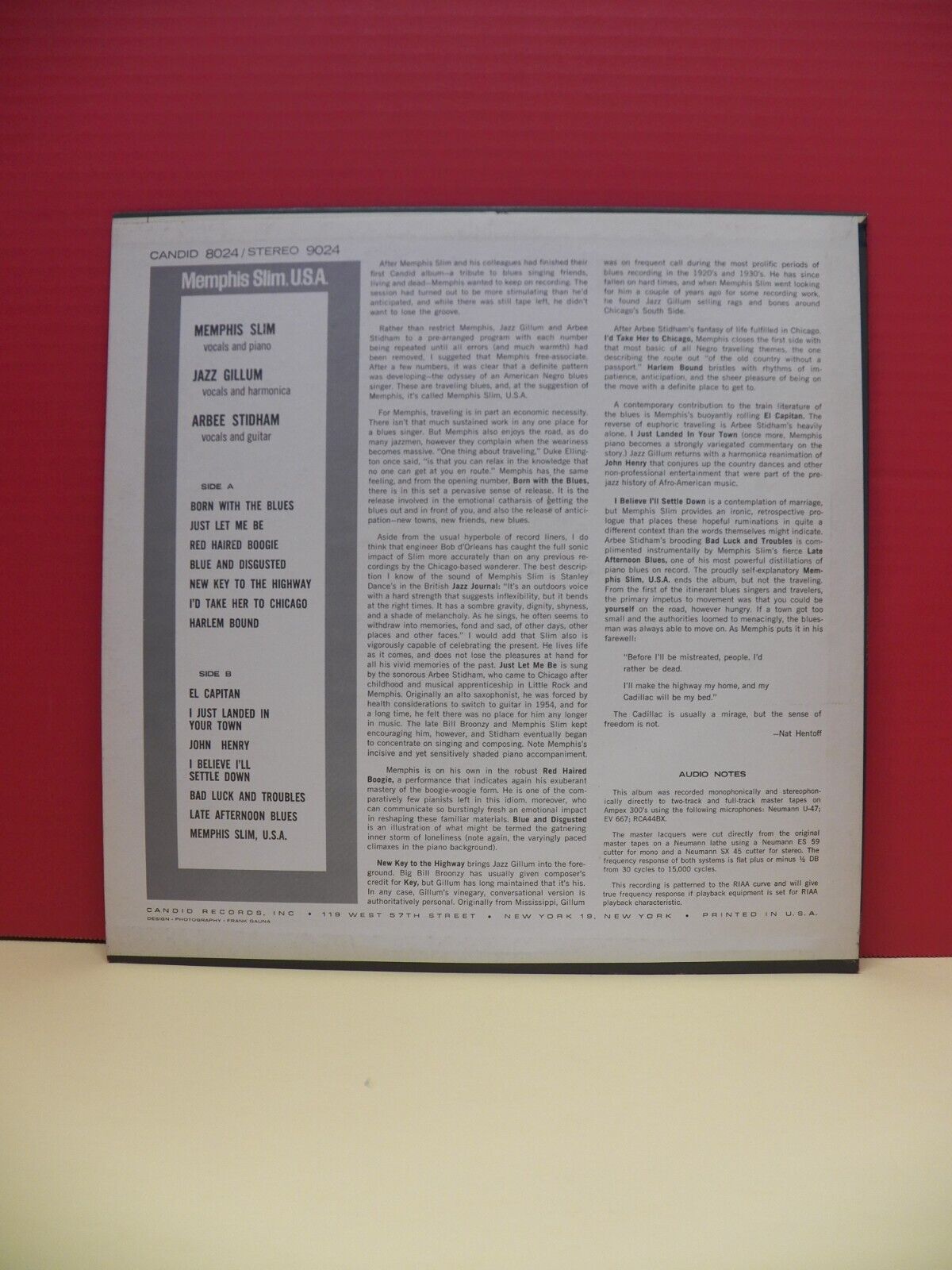 12" LP EX Memphis Slim Memphis Slim, U.S.A. 1961 Candid Stereo CJS 9024 12" LP EX Memphis Slim Memphis Slim, U.S.A. 1961 Candid Stereo CJS 9024