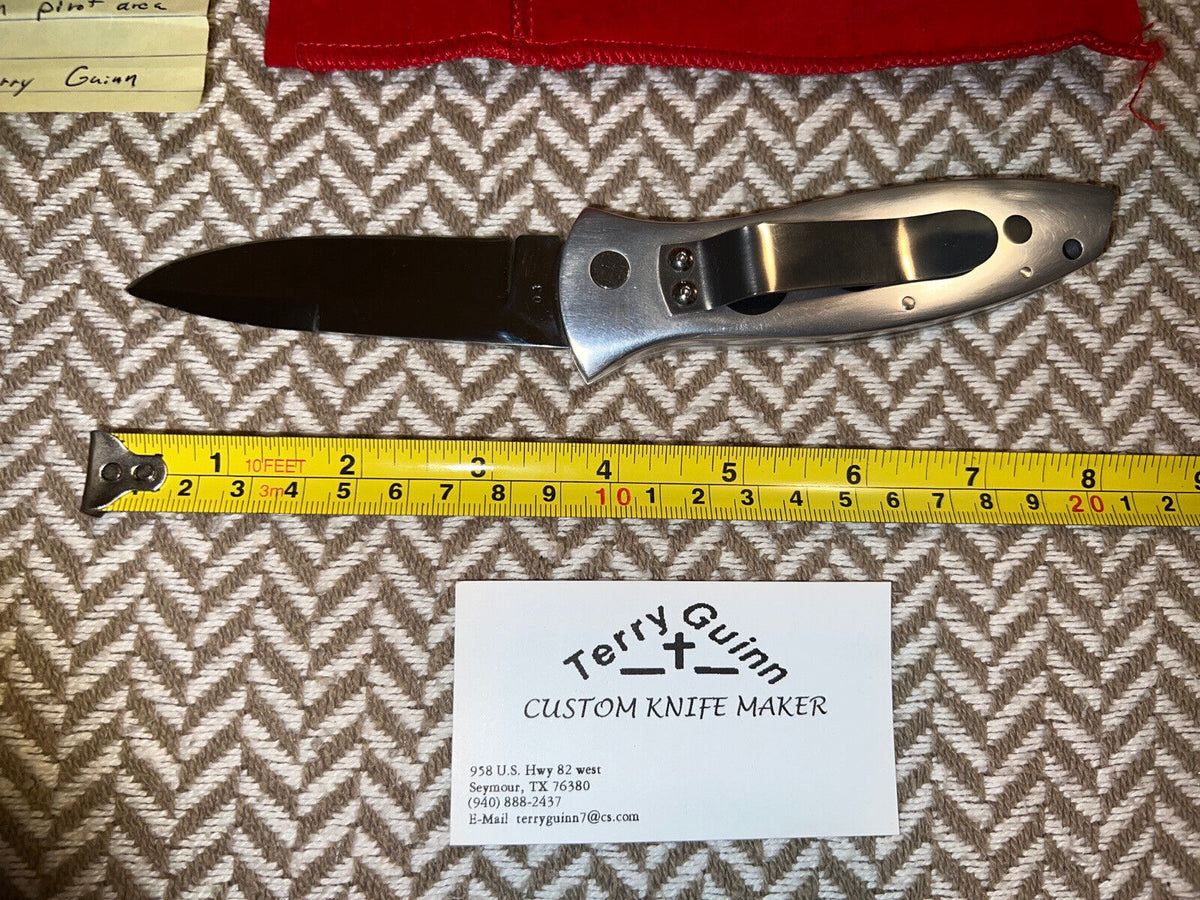 Brand New Terry Guinn Rare Custom Platinum Folding Knife Serial #3 with extras Brand New Terry Guinn Rare Custom Platinum Folding Knife Serial #3 with extras