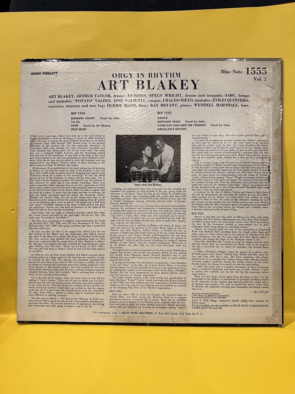 VG ++ Rare Vinyl Record LP Art Blakey Orgy in Rhythm BLP 1555 Orig. Mono 1957 VG ++ Rare Vinyl Record LP Art Blakey Orgy in Rhythm BLP 1555 Orig. Mono 1957
