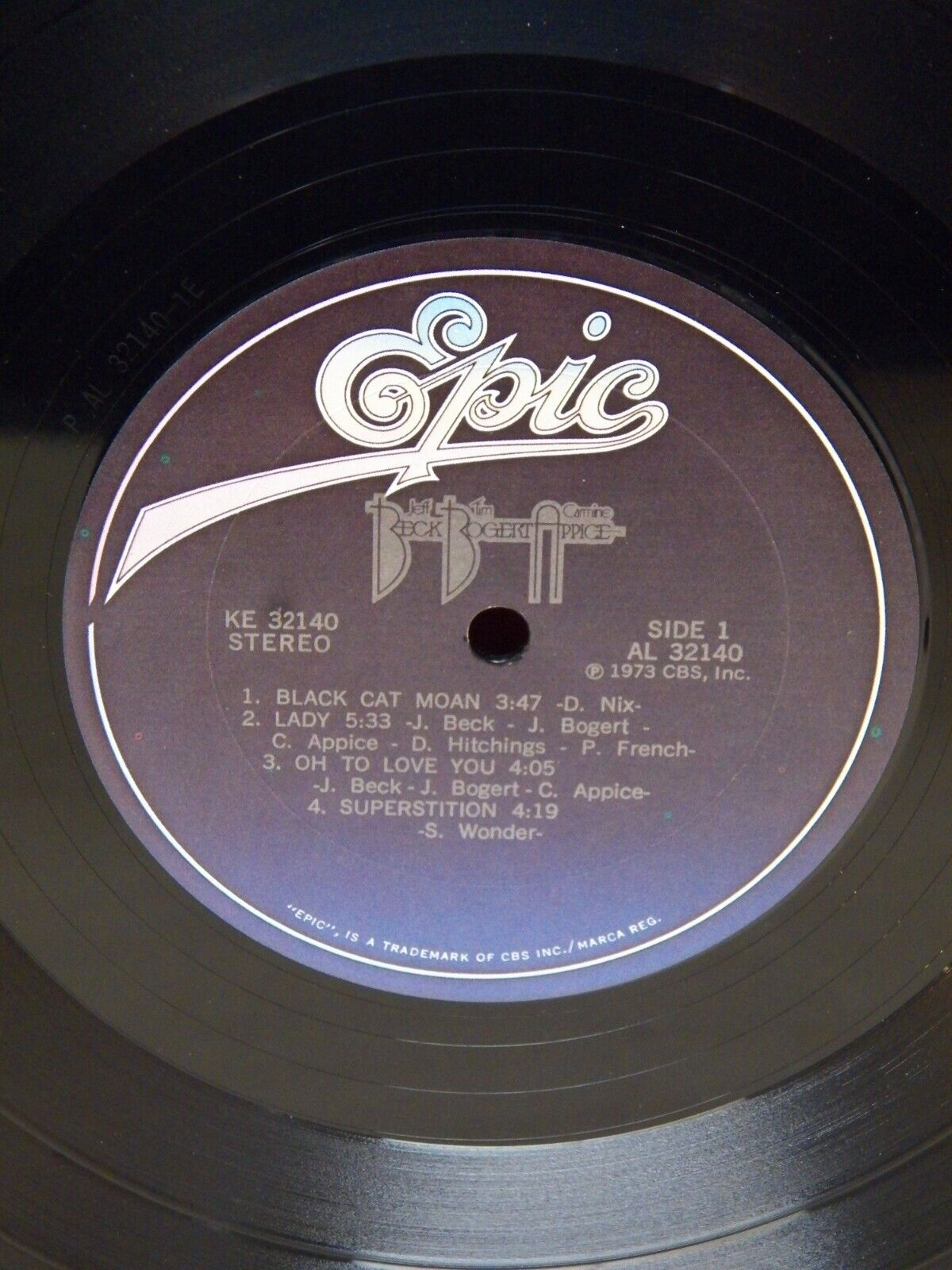 12" LP EX Beck, Bogert & Appice Beck, Bogert & Appice Epic Reissue KE 32140 12" LP EX Beck, Bogert & Appice Beck, Bogert & Appice Epic Reissue KE 32140
