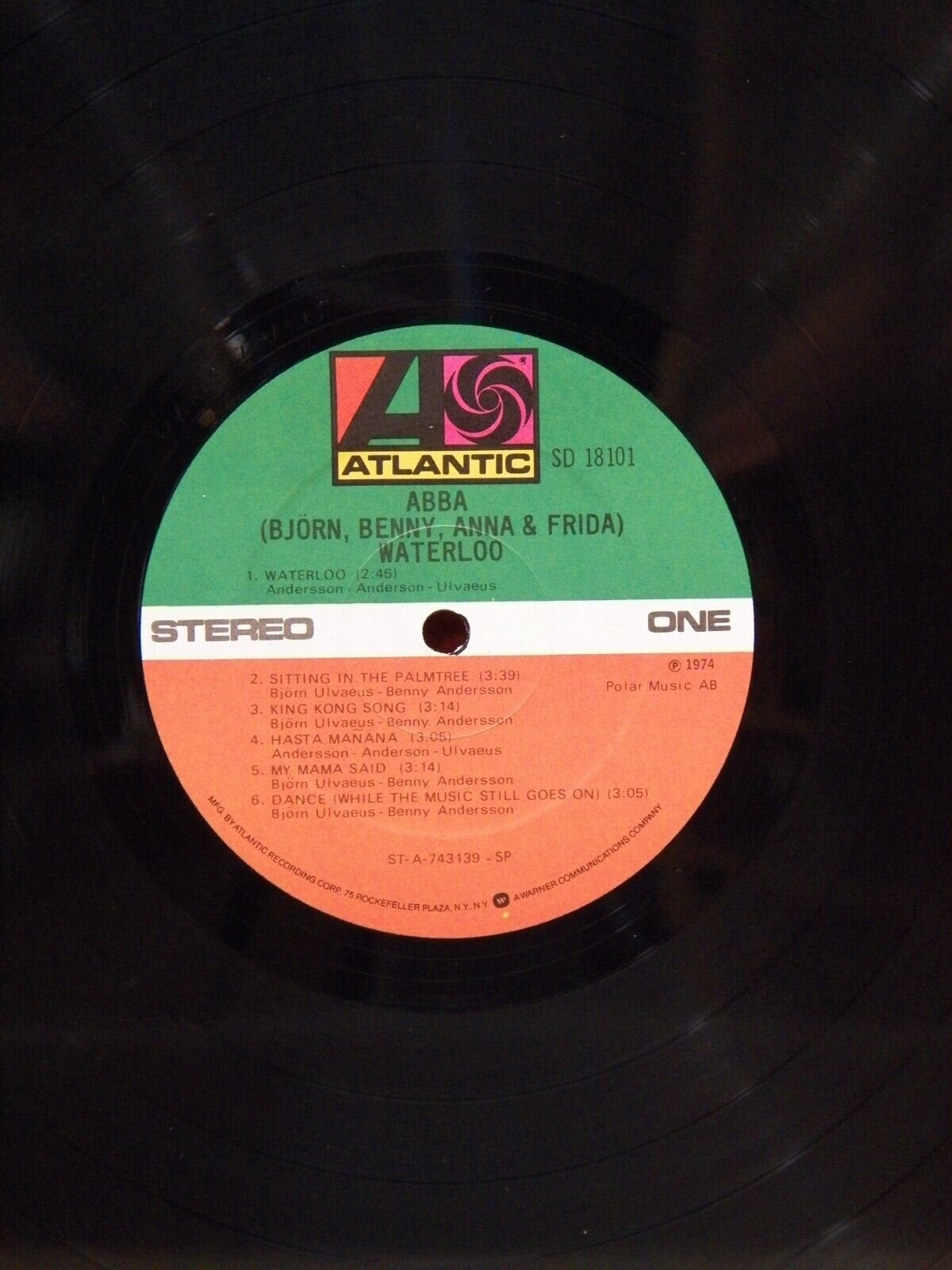 12" LP VG++/EX ABBA Waterloo 1975 Atlantic Repress SD 18101 12" LP VG++/EX ABBA Waterloo 1975 Atlantic Repress SD 18101