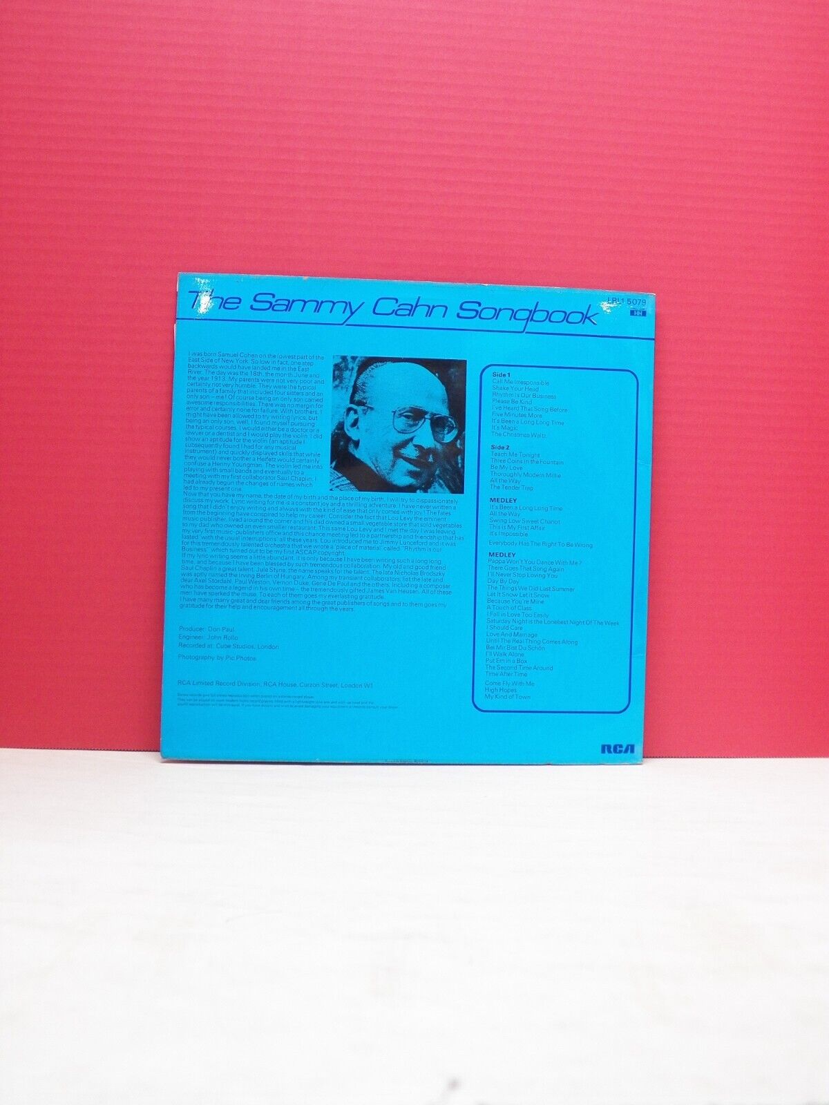 12" LP EX Sammy Cahn The Sammy Cahn Songbook RCA Red Seal UK Import LRL1 5079 12" LP EX Sammy Cahn The Sammy Cahn Songbook RCA Red Seal UK Import LRL1 5079