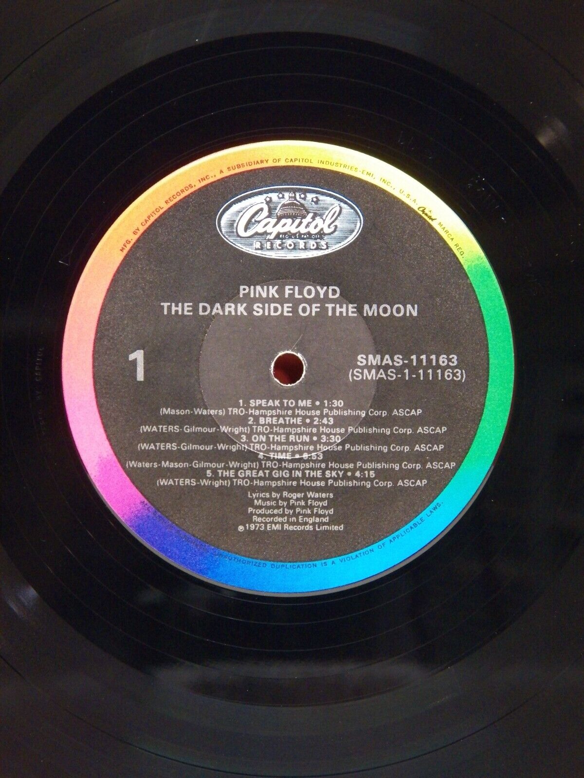 12" LP NM- Pink Floyd The Dark Side Of The Moon 1983 Capitol Reissue SMAS-11163 12" LP NM- Pink Floyd The Dark Side Of The Moon 1983 Capitol Reissue SMAS-11163