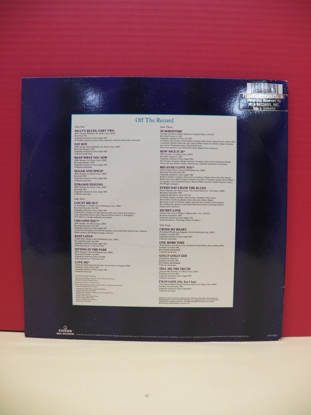 12" 2xLP VG++/EX Billy Stewart One More Time 1988 Chess Promo CH2-6027 12" 2xLP VG++/EX Billy Stewart One More Time 1988 Chess Promo CH2-6027