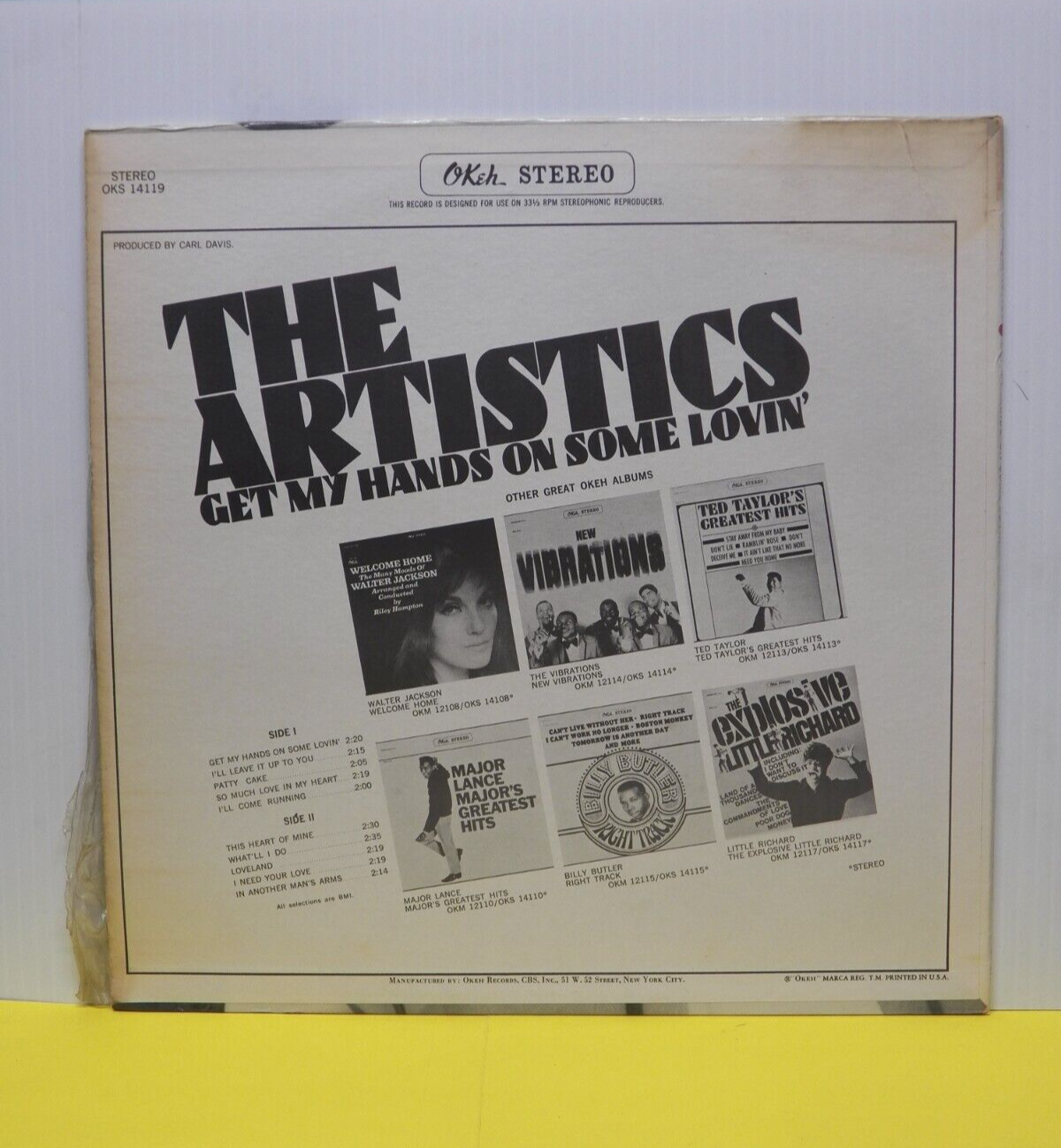 12" LP VG++ The Artistics Get My Hands On Some Lovin' 1967 OKeh Stereo 12" LP VG++ The Artistics Get My Hands On Some Lovin' 1967 OKeh Stereo
