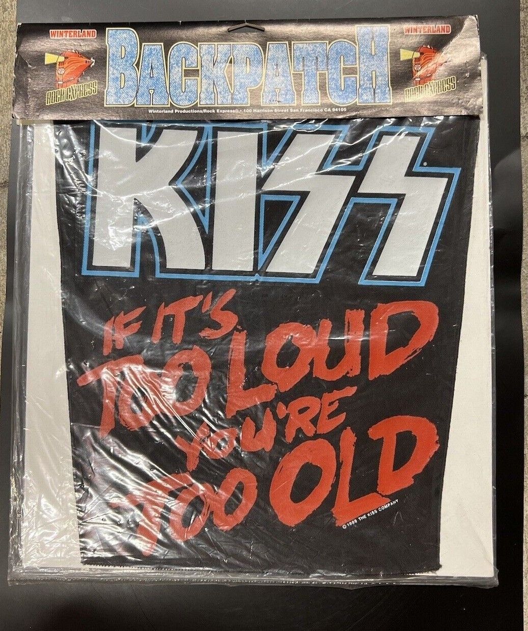 Vintage 1989 Sealed Backpatch Kiss If It's Too Loud You're Too Old 14" x 12" Vintage 1989 Sealed Backpatch Kiss If It's Too Loud You're Too Old 14" x 12"