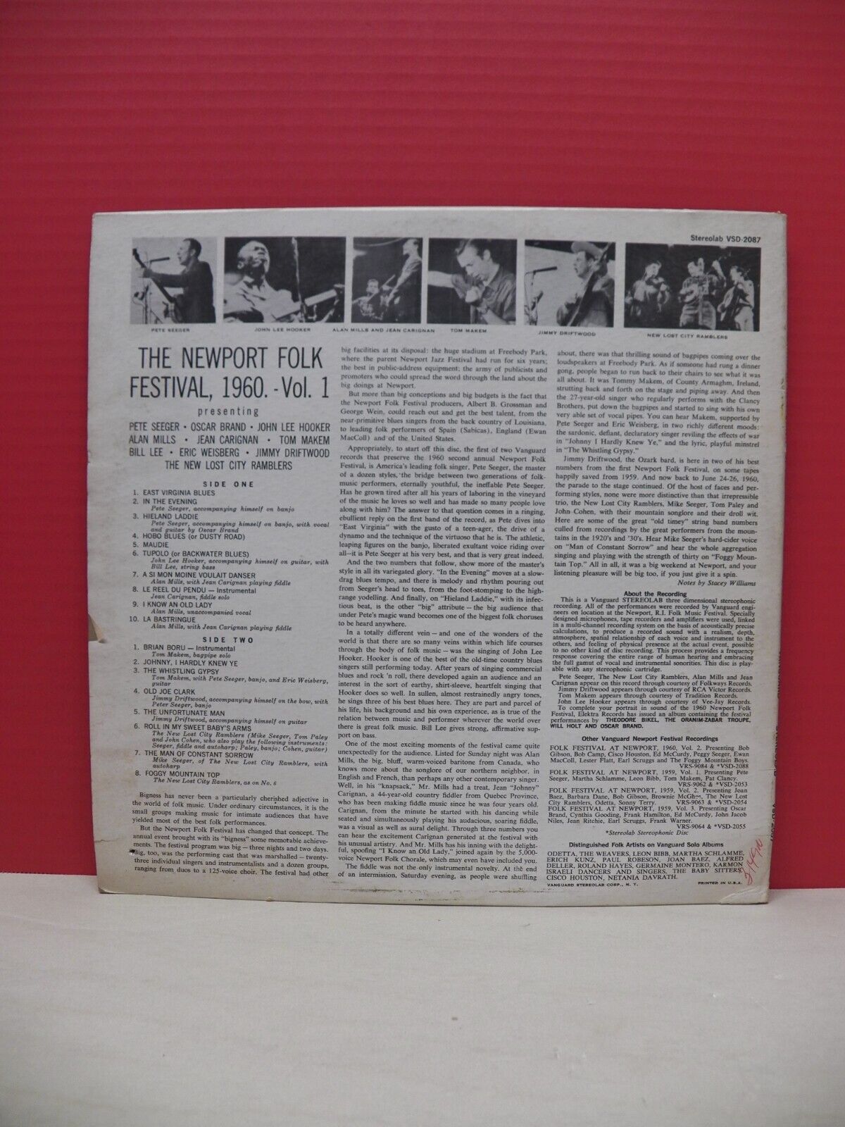 12" LP VG++/EX The Newport Folk Festival 1960 Volume 1 1960 Vanguard Stereo 12" LP VG++/EX The Newport Folk Festival 1960 Volume 1 1960 Vanguard Stereo
