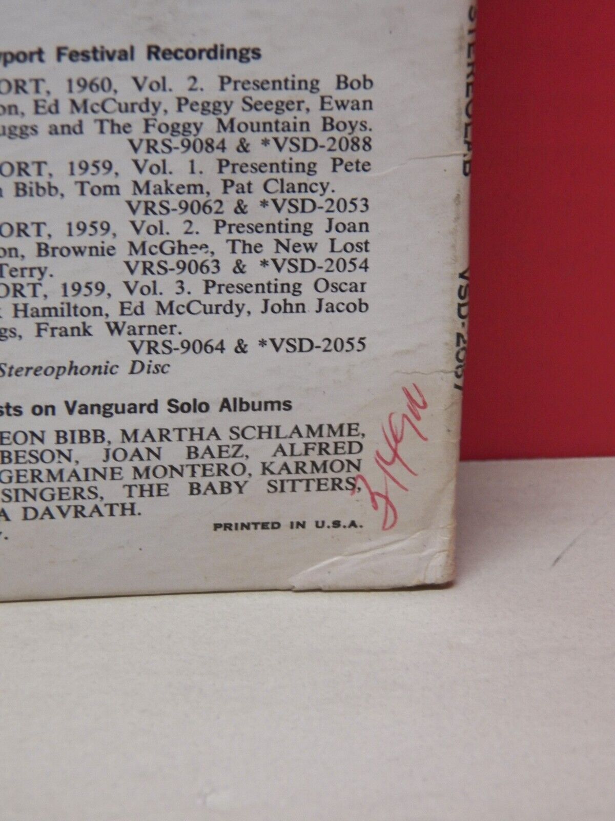12" LP VG++/EX The Newport Folk Festival 1960 Volume 1 1960 Vanguard Stereo 12" LP VG++/EX The Newport Folk Festival 1960 Volume 1 1960 Vanguard Stereo