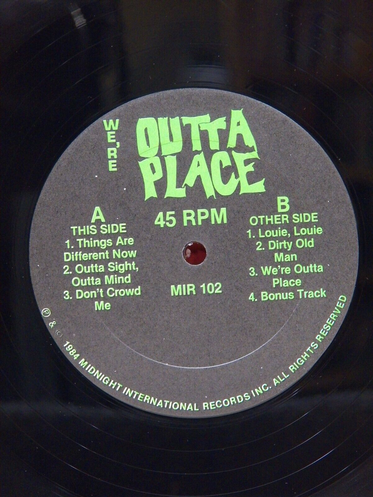 12" Mini LP EX The Outta Place We're Outta Place 1984 Midnight Mono MIR 102 12" Mini LP EX The Outta Place We're Outta Place 1984 Midnight Mono MIR 102