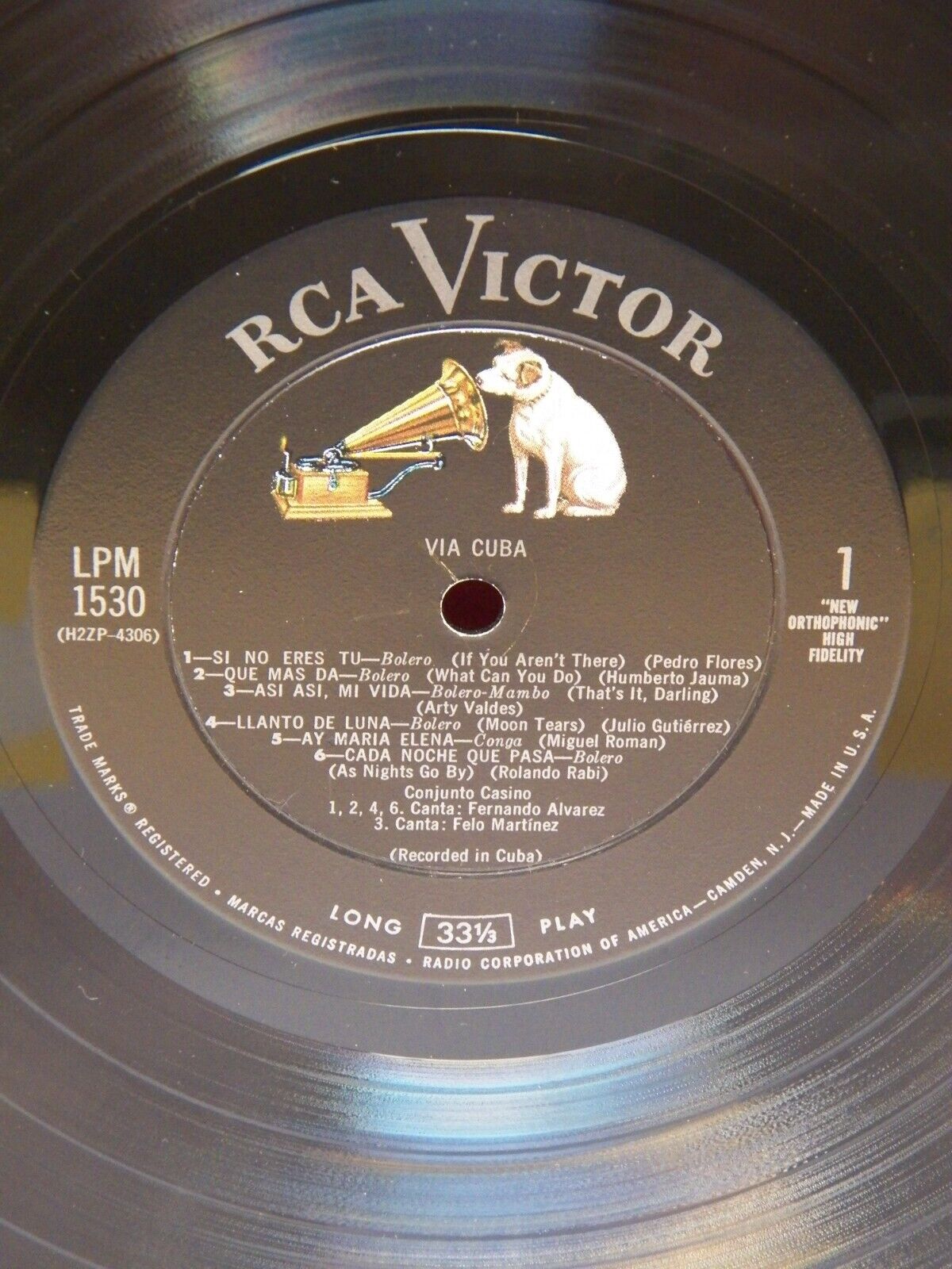 12" LP EX Conjunto Casino Via Cuba 1957 RCA Victor Mono Promo LPM-1530 12" LP EX Conjunto Casino Via Cuba 1957 RCA Victor Mono Promo LPM-1530
