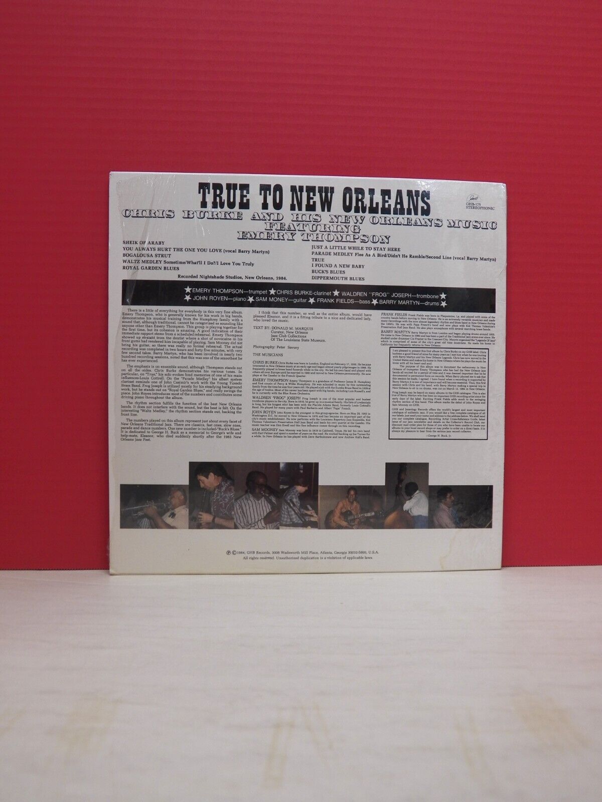 12" LP VG++/EX Chris Burke True To New Orleans 1984 GHB Autographed GHB-175 12" LP VG++/EX Chris Burke True To New Orleans 1984 GHB Autographed GHB-175