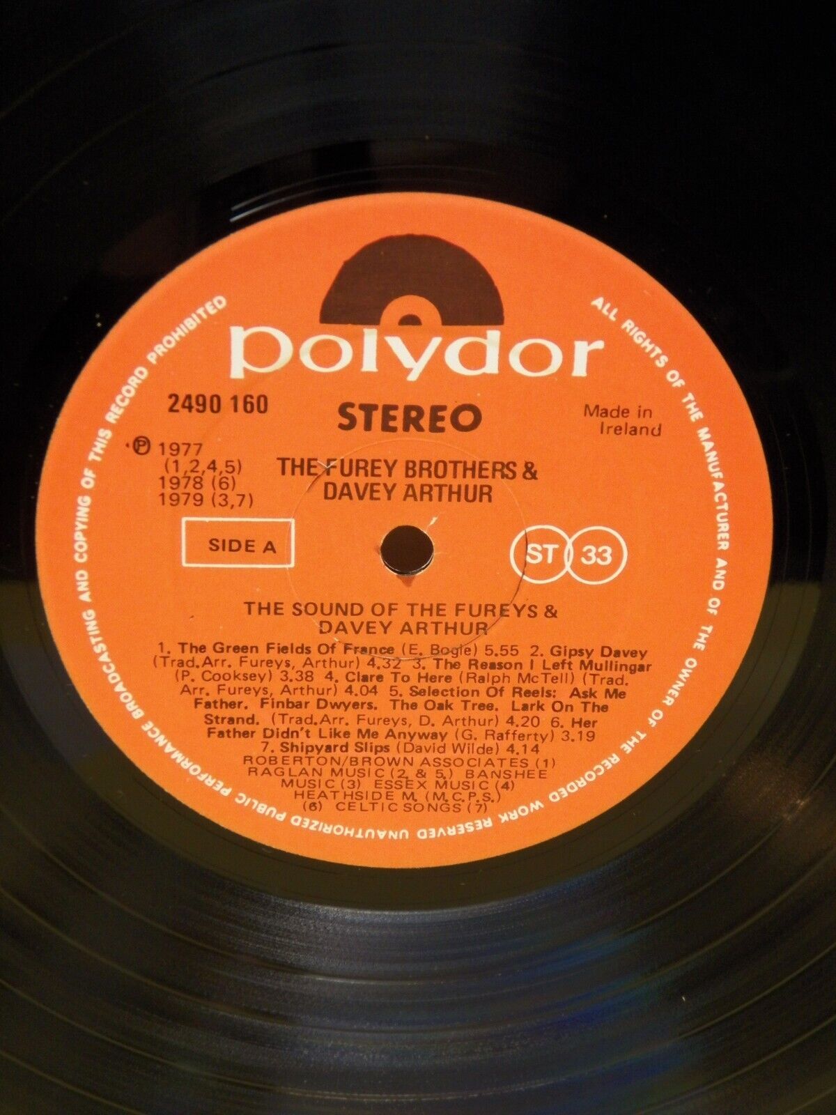 12" LP EX The Fureys & Davey Arthur The Sound of... 1981 Polydor Ireland Import 12" LP EX The Fureys & Davey Arthur The Sound of... 1981 Polydor Ireland Import