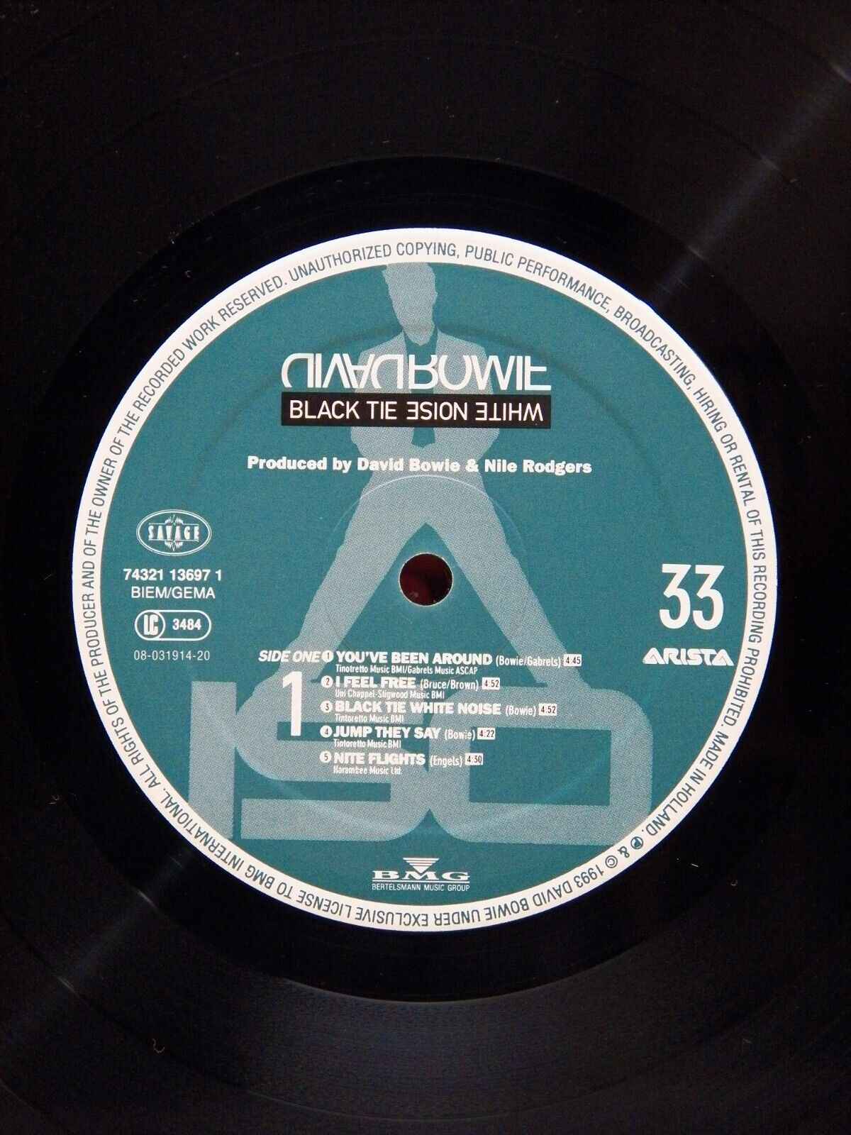 12" LP EX David Bowie Black Tie White Noise 1993 BMG Import 74321 13697 1 12" LP EX David Bowie Black Tie White Noise 1993 BMG Import 74321 13697 1