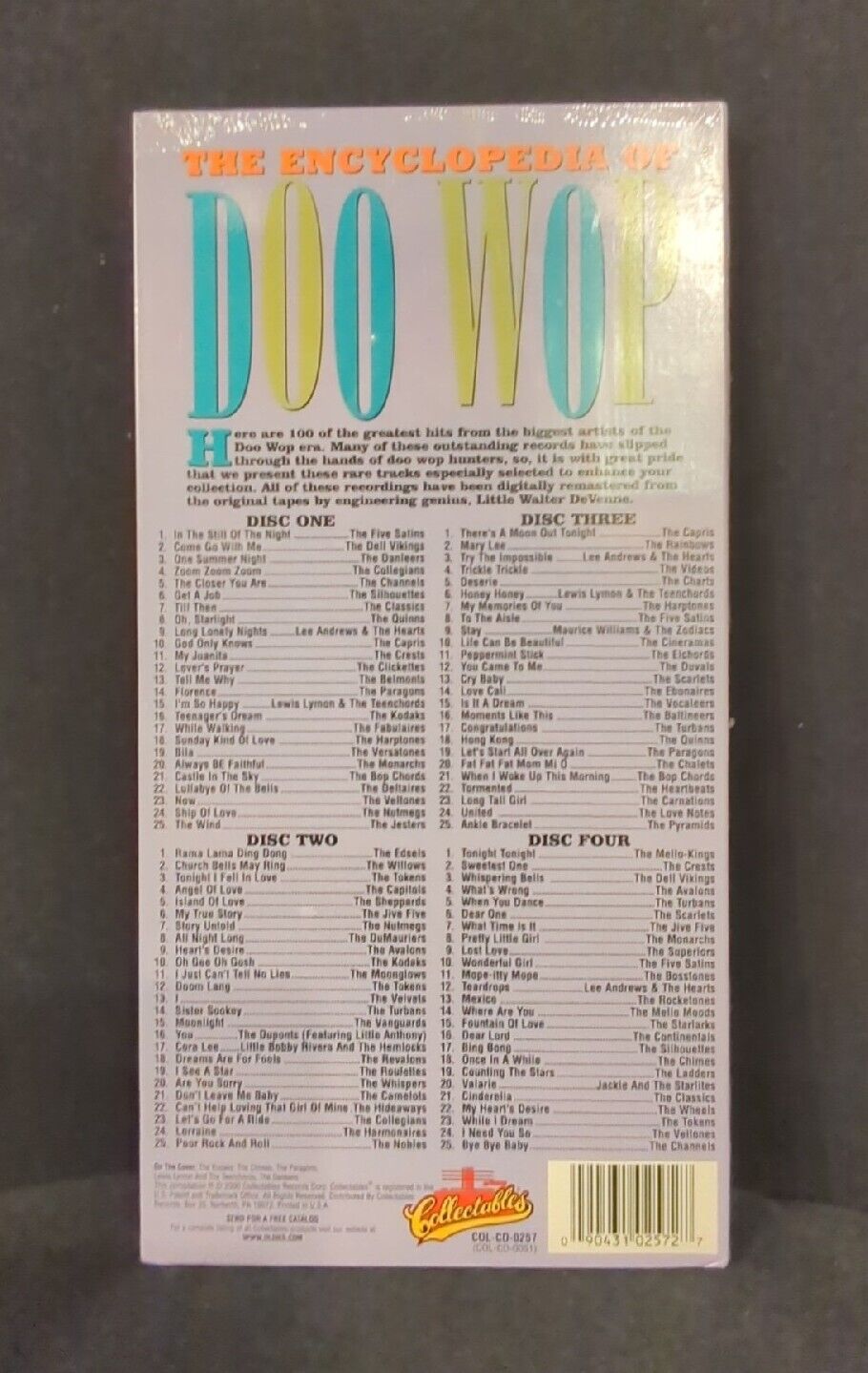 The Encyclopedia of Doo Wop 4 CDs Box Set Top 100 Greatest Hits from Various Art The Encyclopedia of Doo Wop 4 CDs Box Set Top 100 Greatest Hits from Various Art