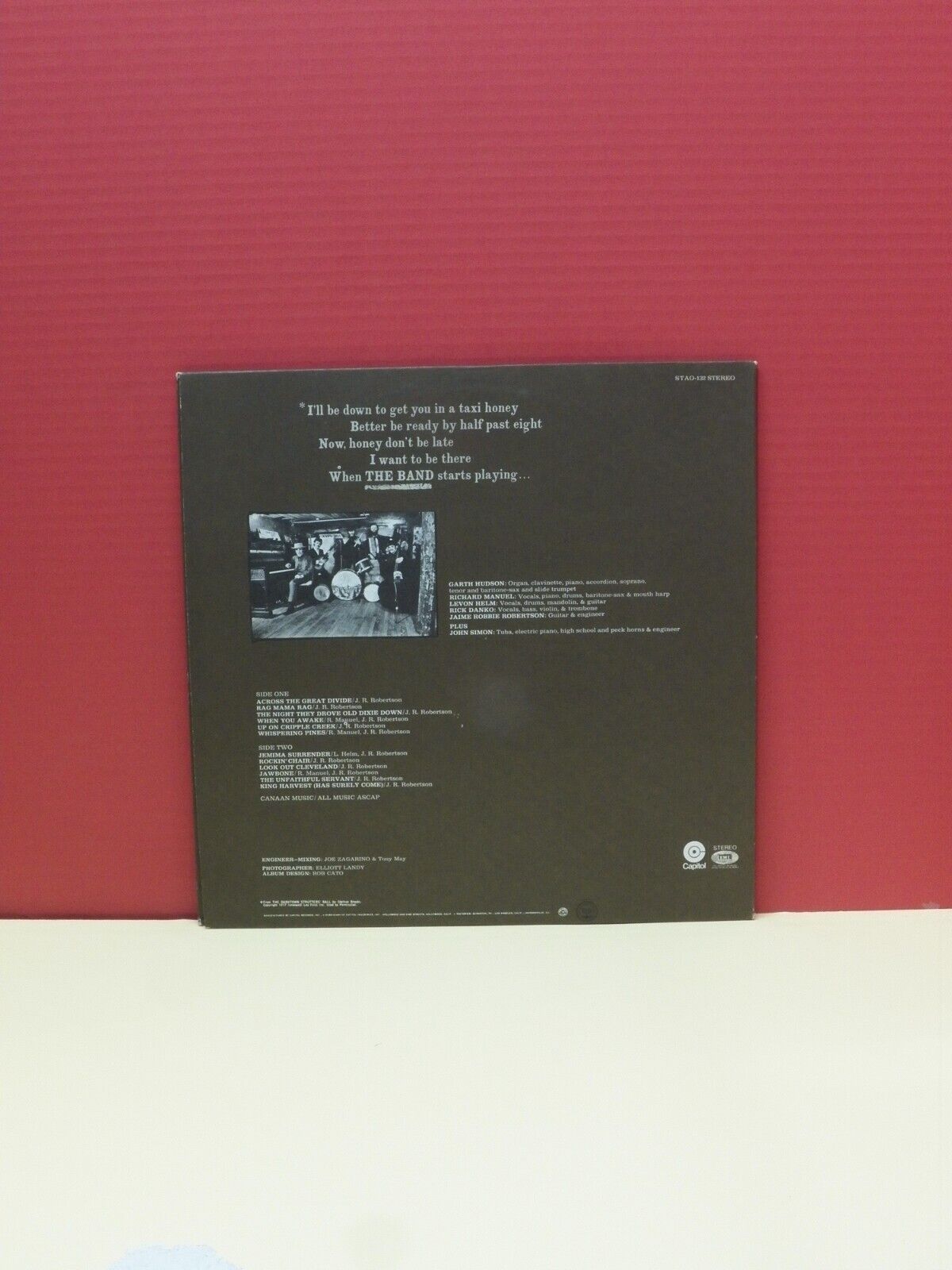 12" LP EX The Band The Band 1975 Capitol Reissue Orange Label STAO-132 12" LP EX The Band The Band 1975 Capitol Reissue Orange Label STAO-132