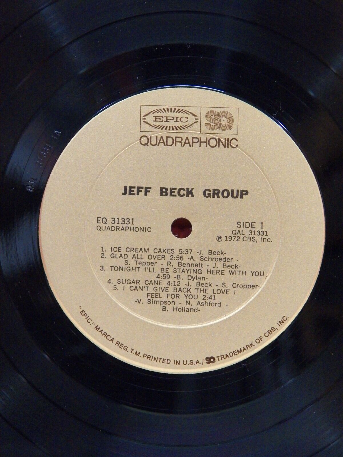 12" LP VG++/EX Jeff Beck Group Jeff Beck Group 1972 Epic Quadraphonic EQ 31331 12" LP VG++/EX Jeff Beck Group Jeff Beck Group 1972 Epic Quadraphonic EQ 31331