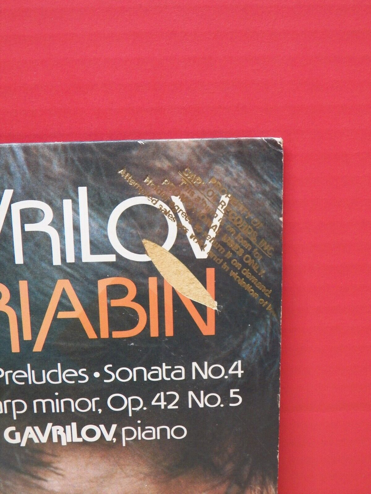12" LP NM- Andrei Gavrilov Gavrilov Plays Scriabin Angel Records Promo DS-38161 12" LP NM- Andrei Gavrilov Gavrilov Plays Scriabin Angel Records Promo DS-38161