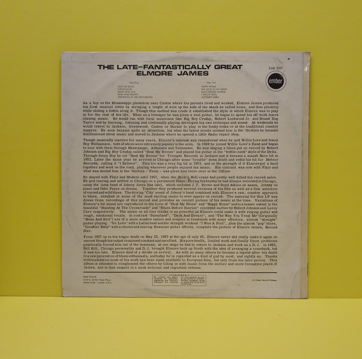 Elmore James - The Late Fantastically Great Elmore James - 1968 - EMR 3397 Used - VG++ - Vinyl Elmore James - The Late Fantastically Great Elmore James - 1968 - EMR 3397 Used - VG++ - Vinyl
