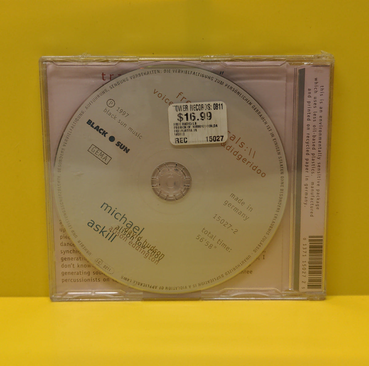 Michael Askill With David Hudson, Alison Low Choy, Alison Eddington - Free_Radicals: \\ Voices, Percussion & Didgeridoo - 1997 - 15027-2 New - Sealed - CDs Michael Askill With David Hudson, Alison Low Choy, Alison Eddington - Free_Radicals: \\ Voices, Percussion & Didgeridoo - 1997 - 15027-2 New - Sealed - CDs