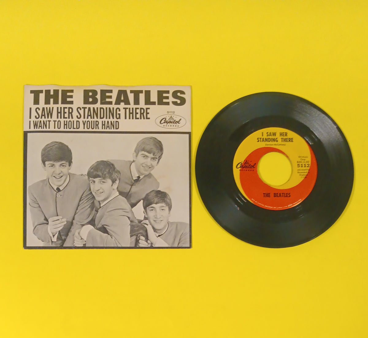 The Beatles - I Want to Hold Your Hand / I Saw Her... (Gil credit 7") - 1964 - 5112 Used - VG+ - Vinyl The Beatles - I Want to Hold Your Hand / I Saw Her... (Gil credit 7") - 1964 - 5112 Used - VG+ - Vinyl