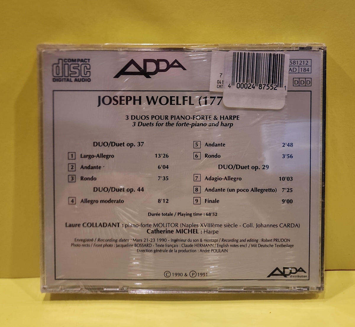 Catherine Michel Laure Colladant Joseph Woelfl - 3 Duos Piano-Forte & Harpe - 1991 - 58121 New - Sealed - CDs Catherine Michel Laure Colladant Joseph Woelfl - 3 Duos Piano-Forte & Harpe - 1991 - 58121 New - Sealed - CDs