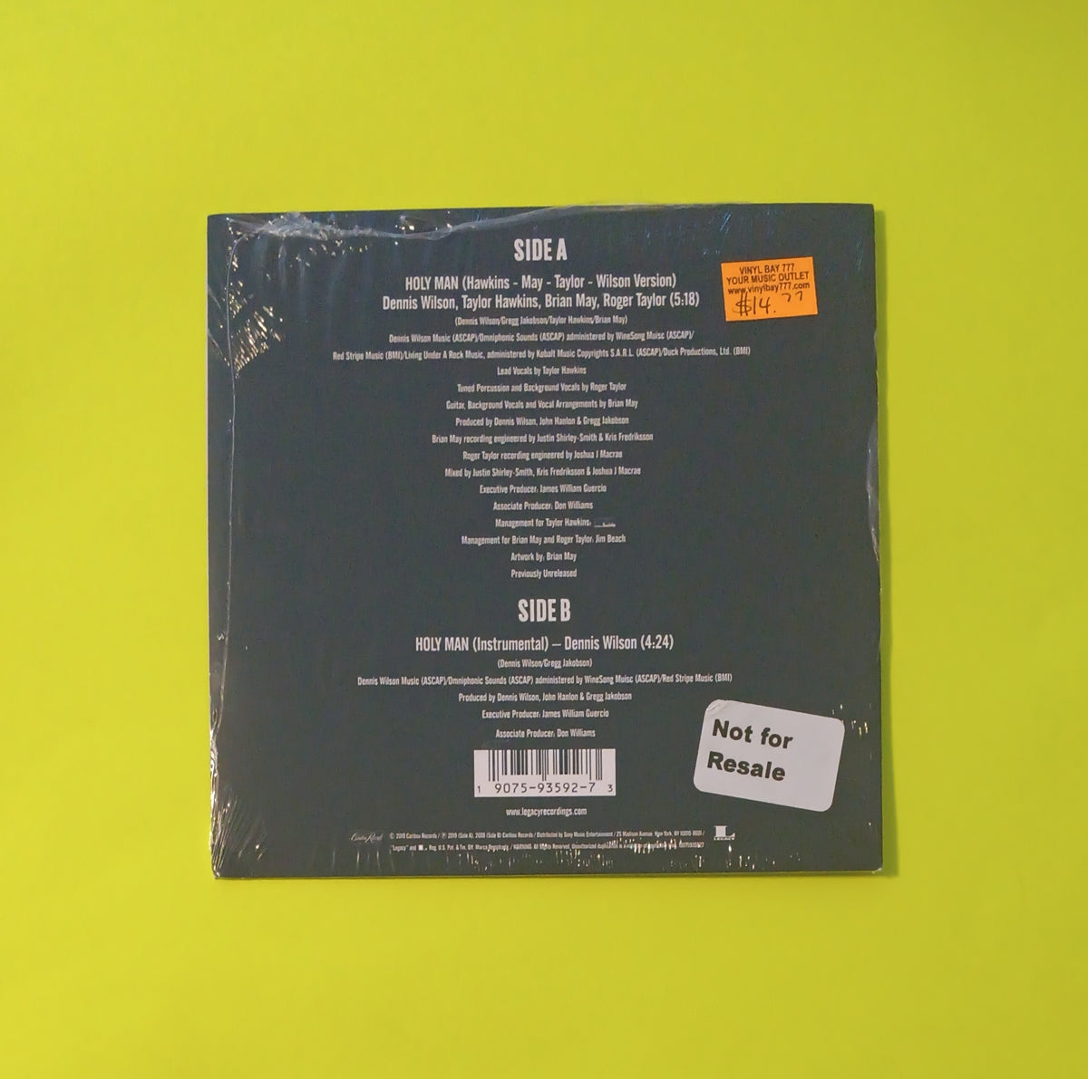 Dennis Wilson, Taylor Hawkins, Brian May, Roger Taylor - Holy Man - 2019 - 19075935927 New - Sealed - 7" RSD Vinyl Promo Dennis Wilson, Taylor Hawkins, Brian May, Roger Taylor - Holy Man - 2019 - 19075935927 New - Sealed - 7" RSD Vinyl Promo