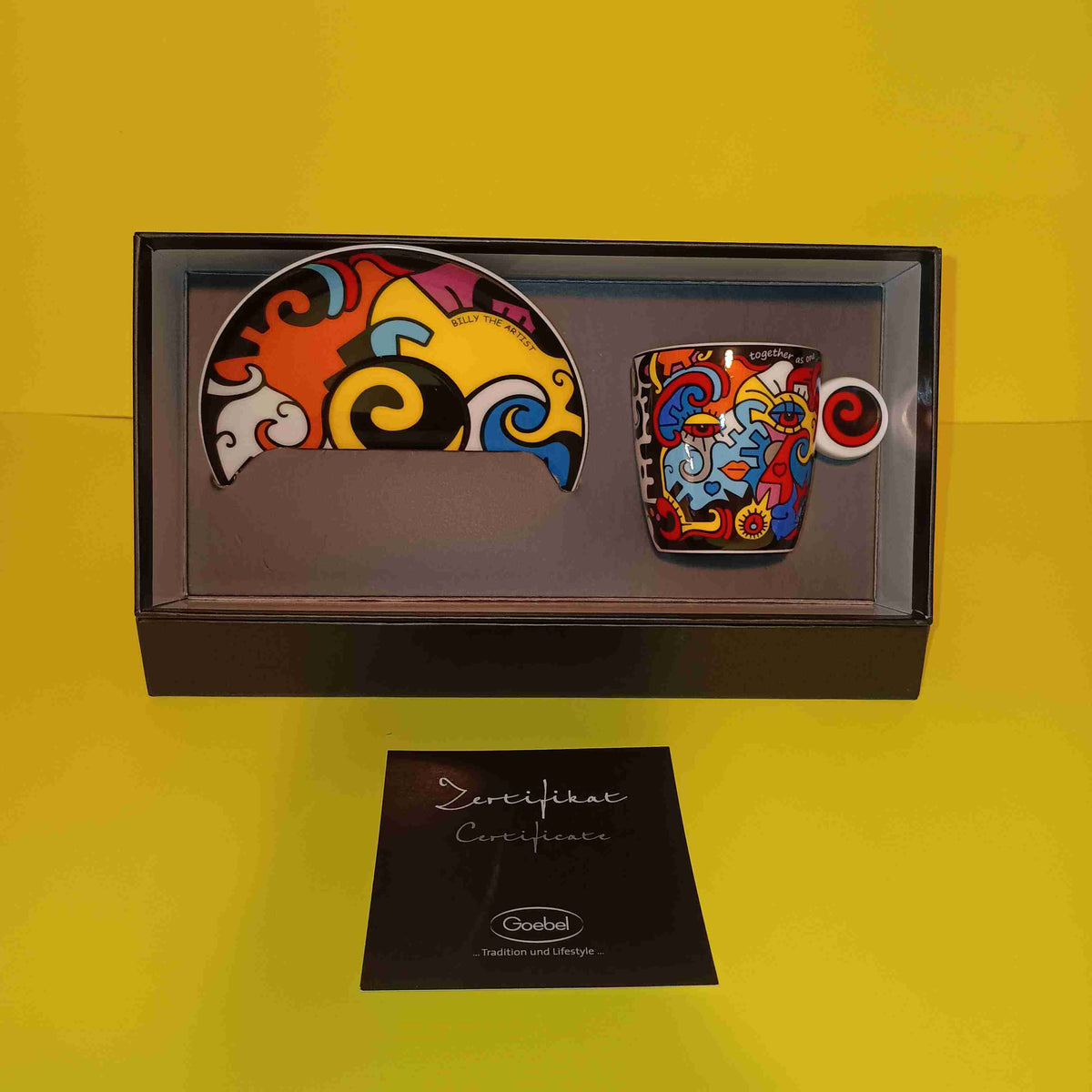 Billy The Artist - Together As One / Espresso Cup & Saucer - New - Art Billy The Artist - Together As One / Espresso Cup & Saucer - New - Art