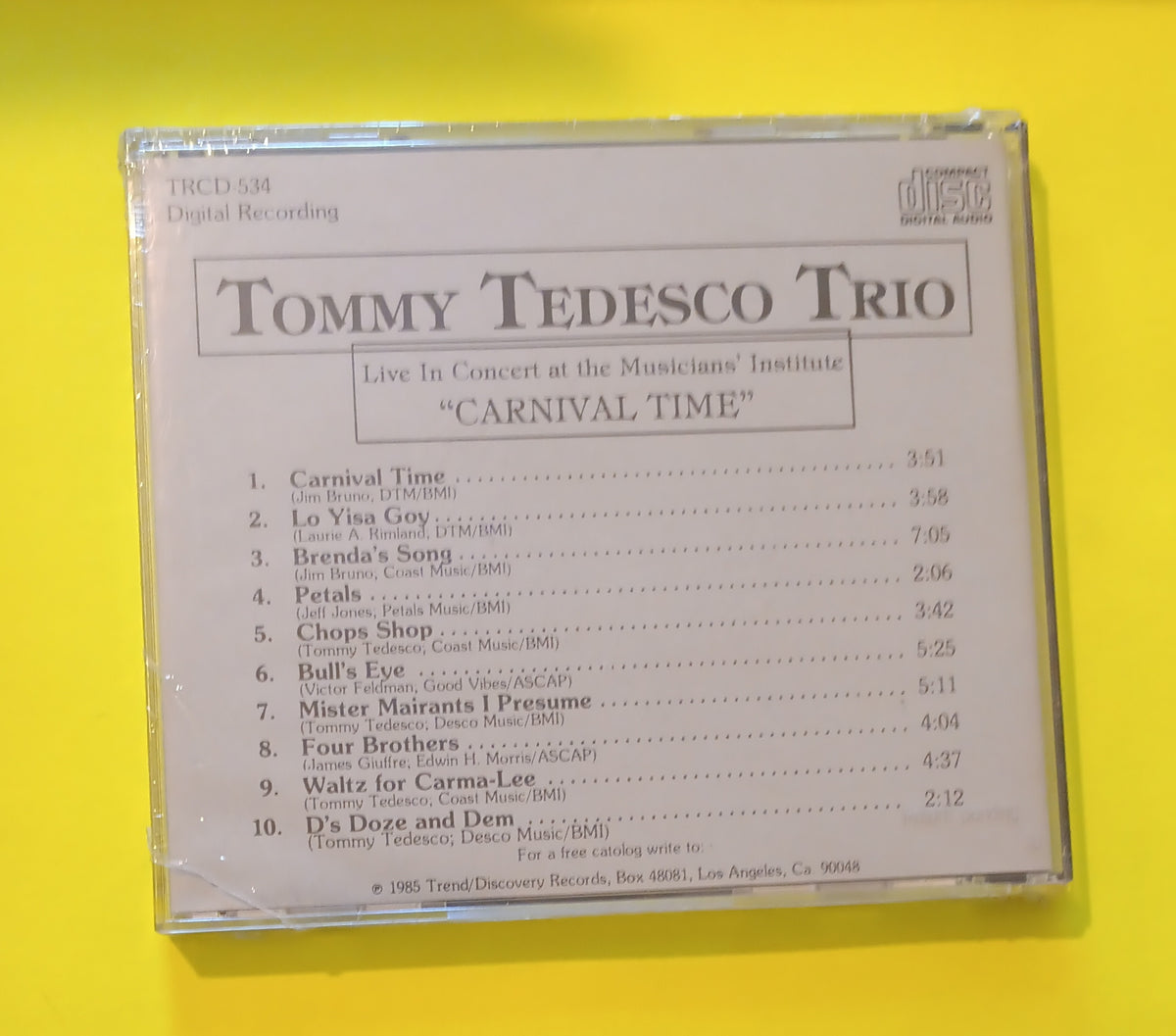 Tommy Tedesco Trio - Carnival Time - 1985 - TRCD 534 New - Sealed - CDs Tommy Tedesco Trio - Carnival Time - 1985 - TRCD 534 New - Sealed - CDs