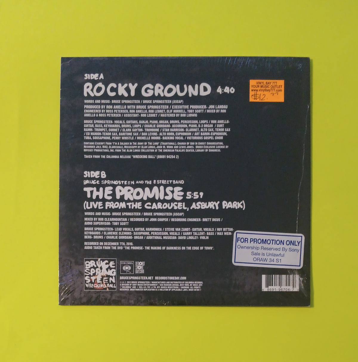 Bruce Springsteen - Rocky Ground / The Promise - 2012 - 88691 96704 7 New - Sealed - 7" RSD Promo Vinyl Bruce Springsteen - Rocky Ground / The Promise - 2012 - 88691 96704 7 New - Sealed - 7" RSD Promo Vinyl