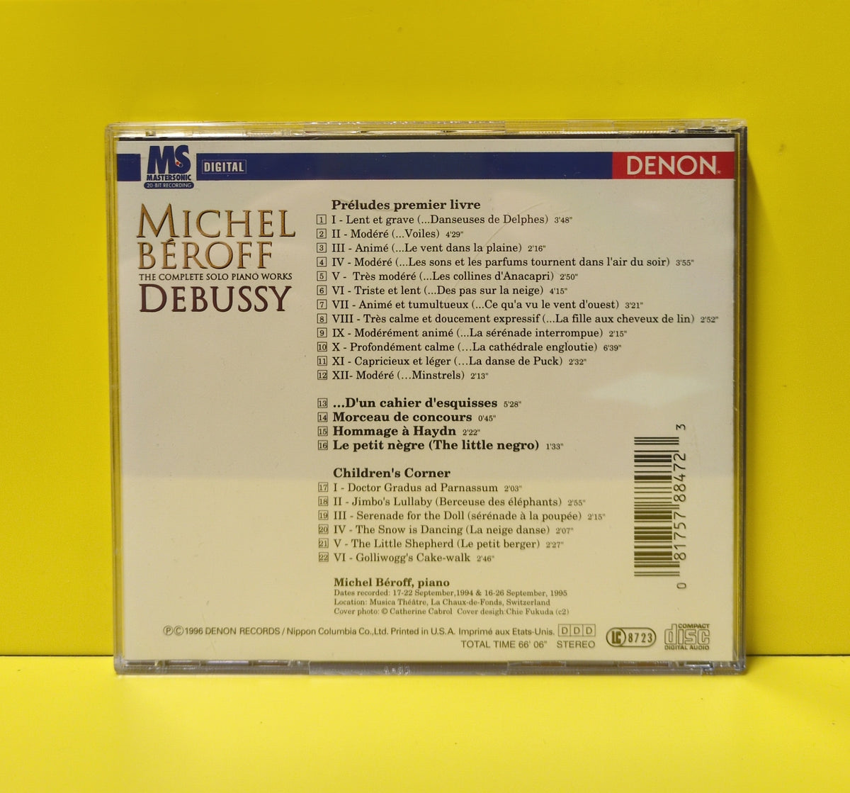 Debussy, Michel Béroff - Préludes, Book 1 - 1996 - CO-78847 Used - NM - CDs Debussy, Michel Béroff - Préludes, Book 1 - 1996 - CO-78847 Used - NM - CDs