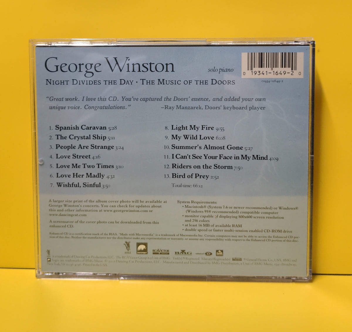 George Winston - Night Divides The Day • The Music Of The Doors - 2002 - 01934-11649-2 Used - VG++ - CDs George Winston - Night Divides The Day • The Music Of The Doors - 2002 - 01934-11649-2 Used - VG++ - CDs