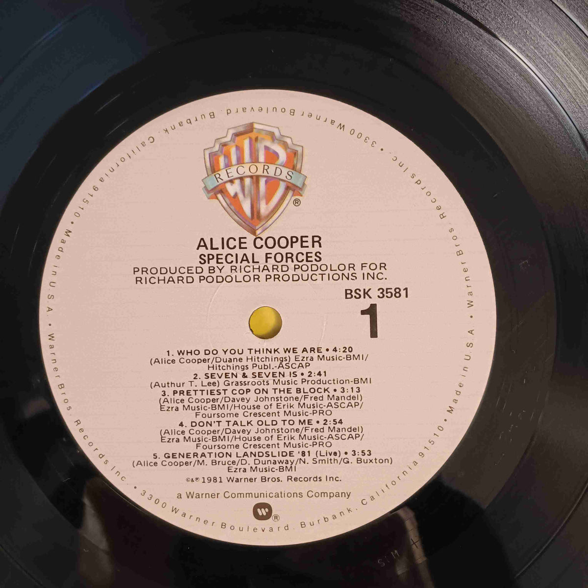 Alice Cooper - Special Forces PROMO - 1981 - BSK 3581 Used - VG++ - Vinyl Alice Cooper - Special Forces PROMO - 1981 - BSK 3581 Used - VG++ - Vinyl
