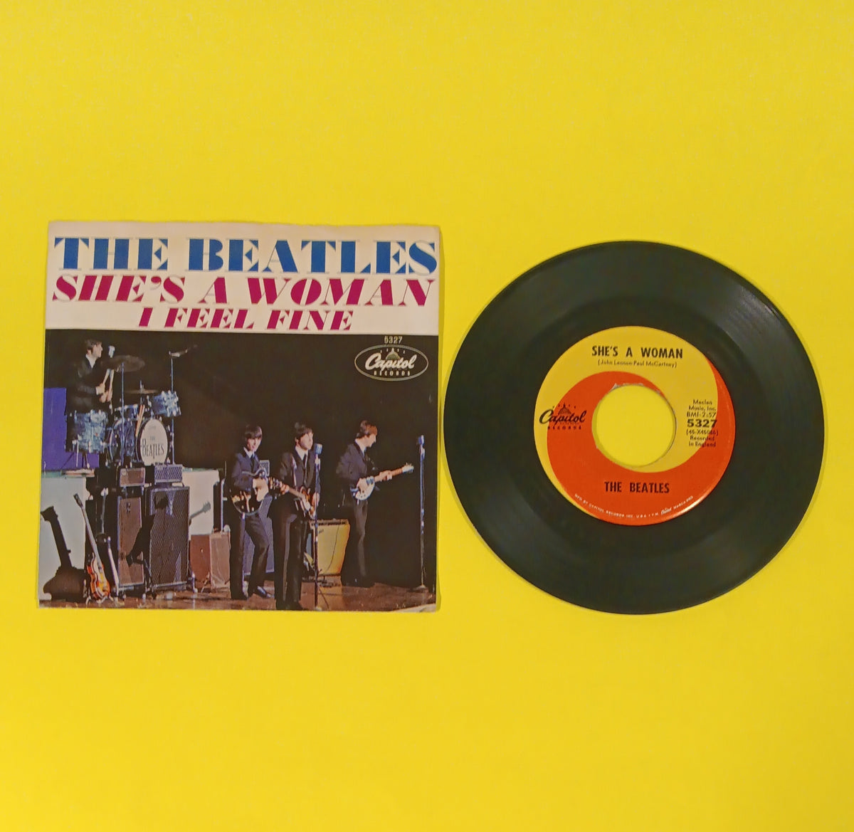 The Beatles - I Feel Fine / She's a Woman 7" - 1964 - 5327 Used - VG+ - Vinyl The Beatles - I Feel Fine / She's a Woman 7" - 1964 - 5327 Used - VG+ - Vinyl