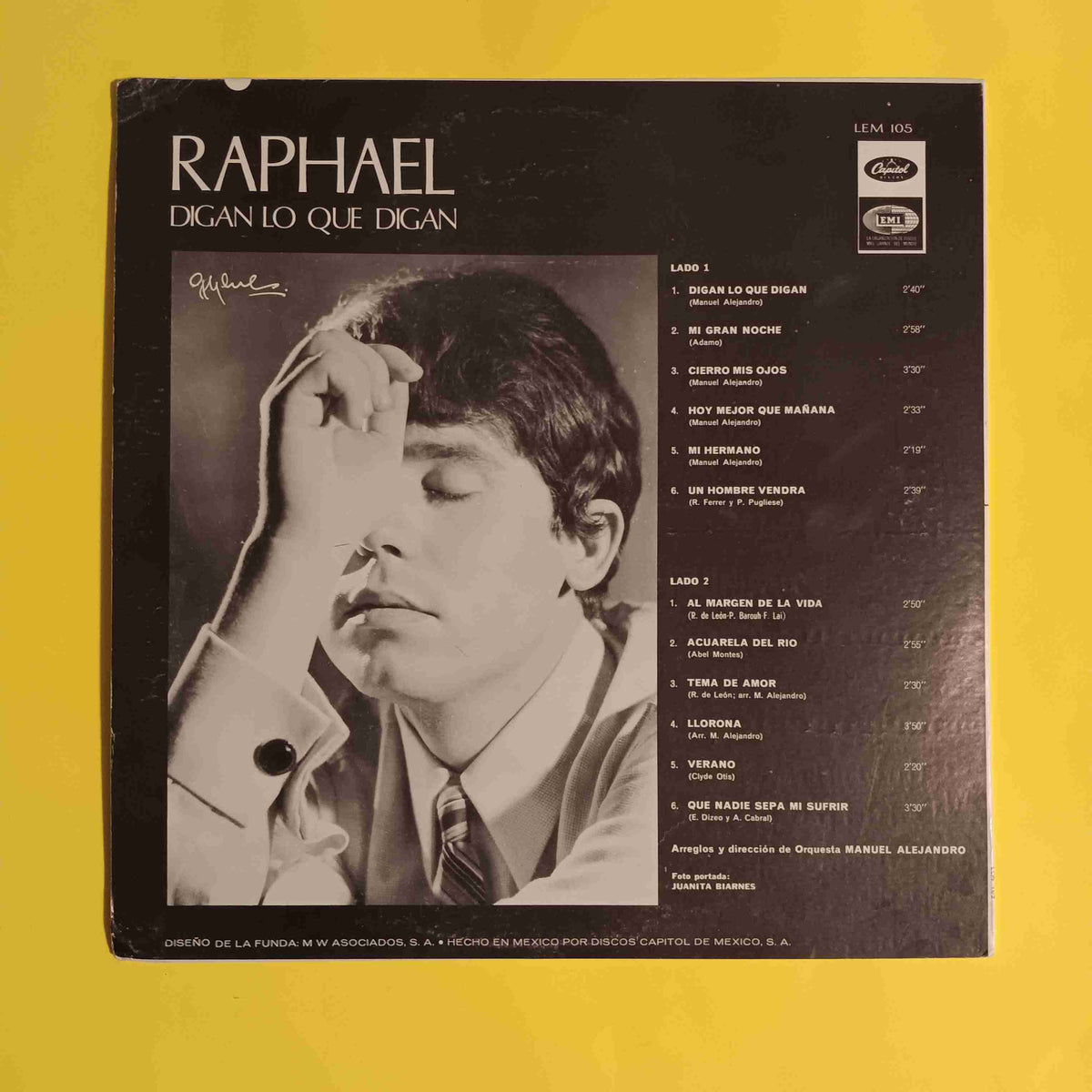 Raphael - Digan Lo Que Digan Mexico - 1968 - LEM 105 Used - EX - Vinyl Raphael - Digan Lo Que Digan Mexico - 1968 - LEM 105 Used - EX - Vinyl