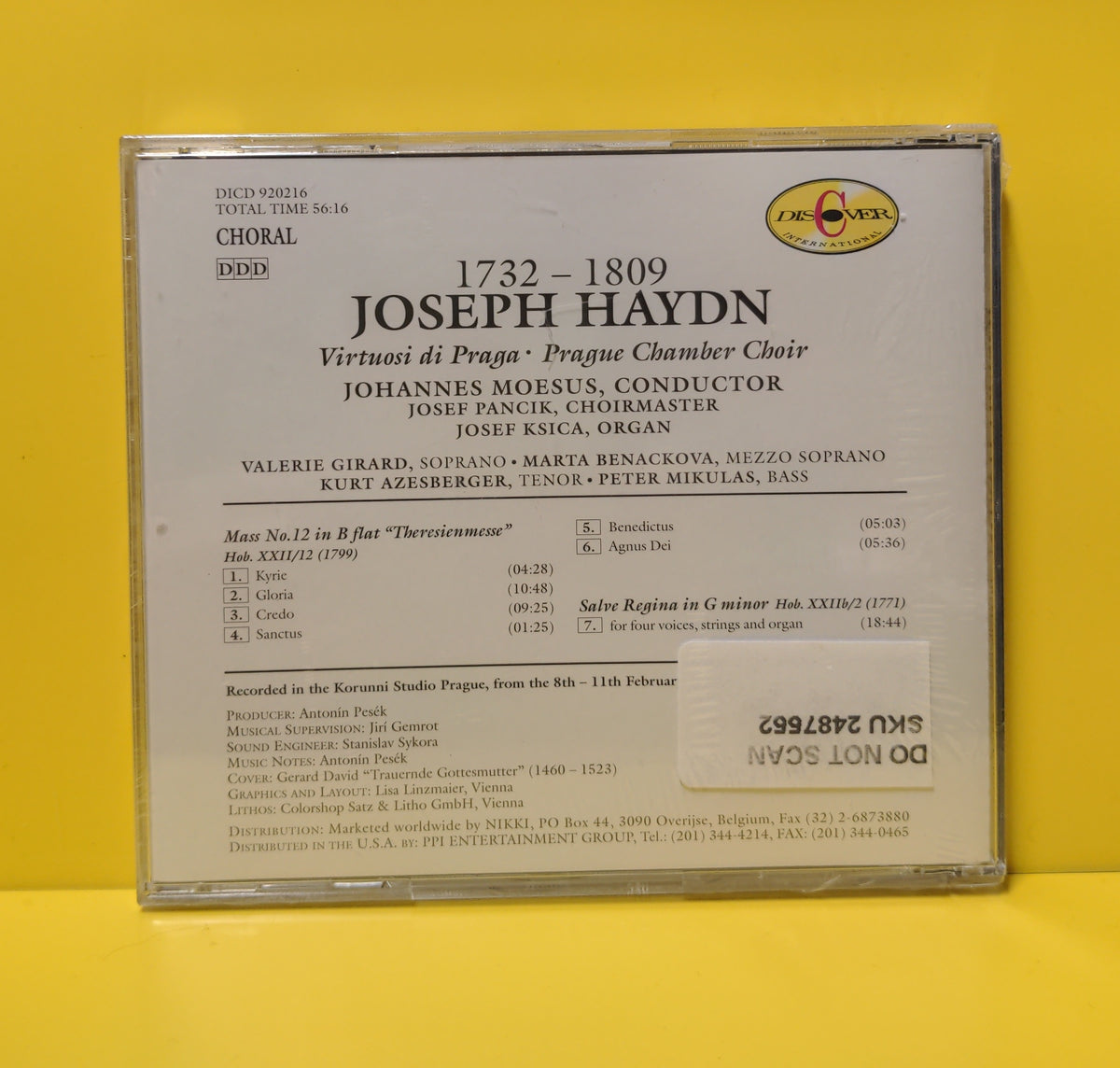 Joseph Haydn, Virtuosi Di Praga, Prague Chamber Choir, Moesus, Pancik, Ksica, Girard, Benackova, Azesberger, Mikulas - Mass No. 12 in B flat "Theresienmesse" / Salve Regina in G minor - 1994 - DICD 920216 New - Sealed - CDs Joseph Haydn, Virtuosi Di Praga, Prague Chamber Choir, Moesus, Pancik, Ksica, Girard, Benackova, Azesberger, Mikulas - Mass No. 12 in B flat "Theresienmesse" / Salve Regina in G minor - 1994 - DICD 920216 New - Sealed - CDs