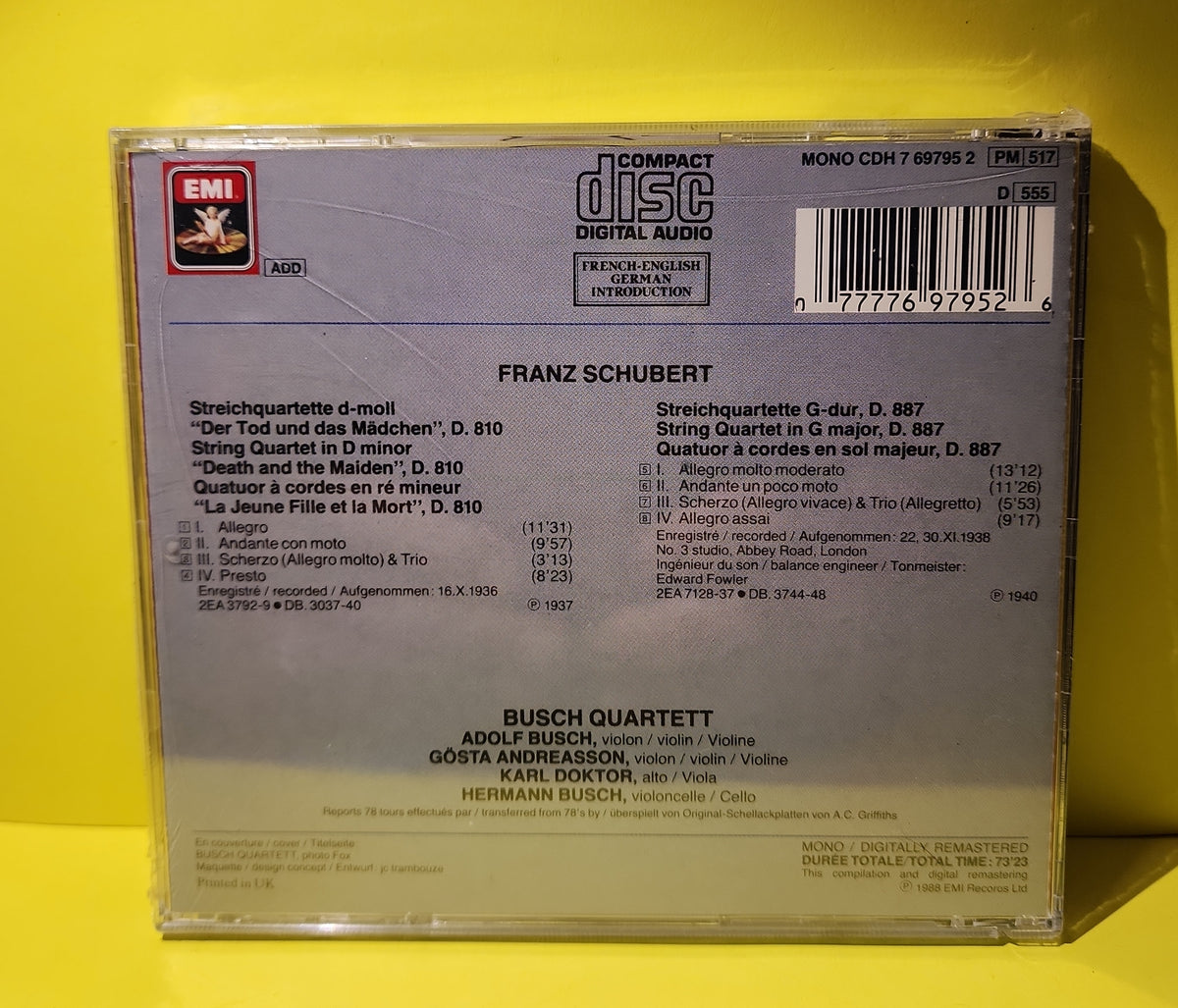 Schubert - Busch Quartett - 1988 - CDH 7 69795 2 New - Sealed - CDs Schubert - Busch Quartett - 1988 - CDH 7 69795 2 New - Sealed - CDs
