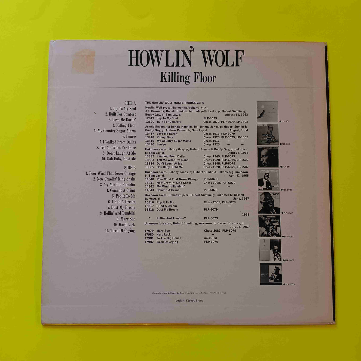 Howlin' Wolf - Killing Floor - Masterworks Vol. 5 (Japan) - 1987 - PLP-6079 Used - VG++ - Vinyl Howlin' Wolf - Killing Floor - Masterworks Vol. 5 (Japan) - 1987 - PLP-6079 Used - VG++ - Vinyl
