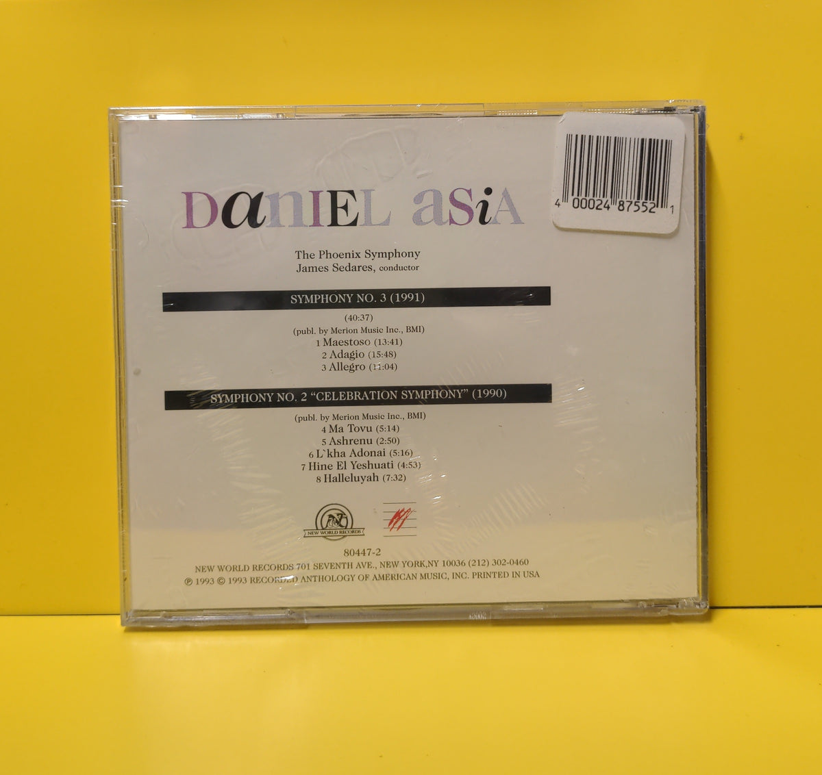 Daniel Asia, The Phoenix Symphony, James Sedares - Symphony No. 2 / Symphony No. 3 - 1993 - 80447-2 New - Sealed - CDs Daniel Asia, The Phoenix Symphony, James Sedares - Symphony No. 2 / Symphony No. 3 - 1993 - 80447-2 New - Sealed - CDs