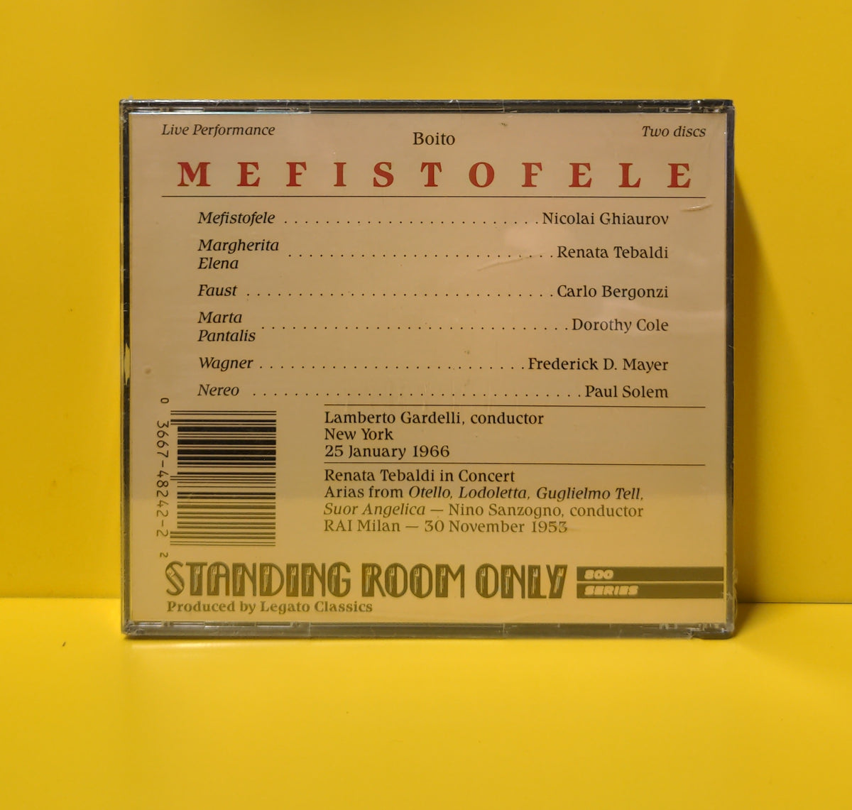 Boito, Ghiaurov, Tebaldi, Bergonzi, Gardelli - Mefistofele - 1997 - SRO-824-2 New - Sealed - 2xCD Boito, Ghiaurov, Tebaldi, Bergonzi, Gardelli - Mefistofele - 1997 - SRO-824-2 New - Sealed - 2xCD