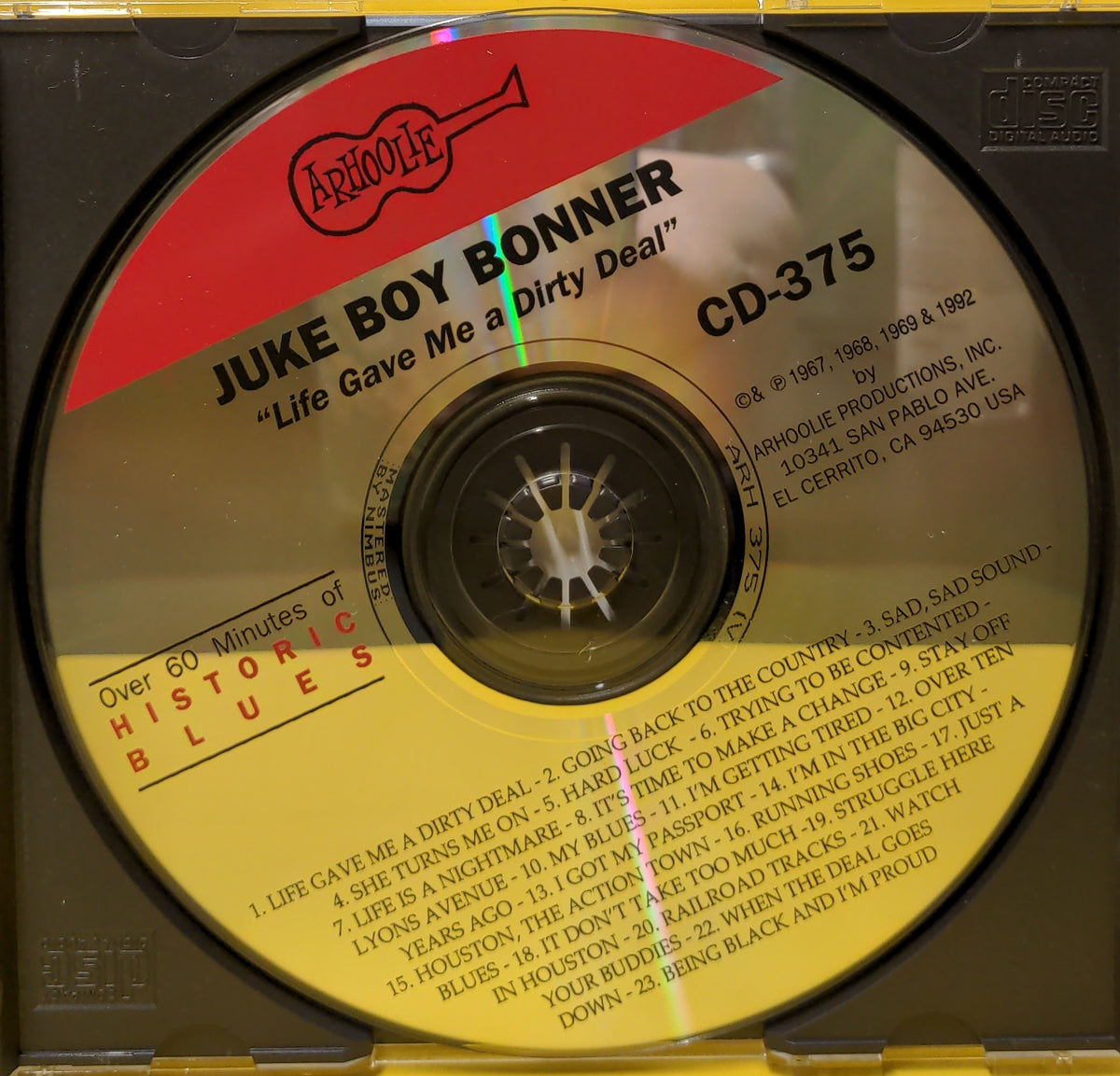 Juke Boy Bonner - Life Gave Me A Dirty Deal - 1992 - CD 375 Used - EX - CDs Juke Boy Bonner - Life Gave Me A Dirty Deal - 1992 - CD 375 Used - EX - CDs