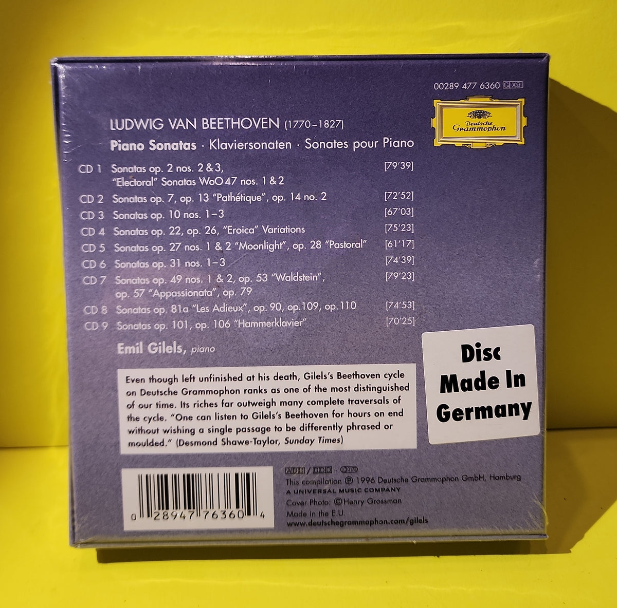 Beethoven, Emil Gilels - Sonatas - 2006 - 00289 477 6360 New - Sealed - CDs Beethoven, Emil Gilels - Sonatas - 2006 - 00289 477 6360 New - Sealed - CDs