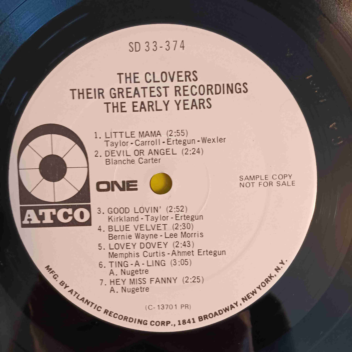 The Clovers - Their Greatest Recordings The Early Years PROMO - 1971 - SD 33-374 Used - VG++ - Vinyl The Clovers - Their Greatest Recordings The Early Years PROMO - 1971 - SD 33-374 Used - VG++ - Vinyl