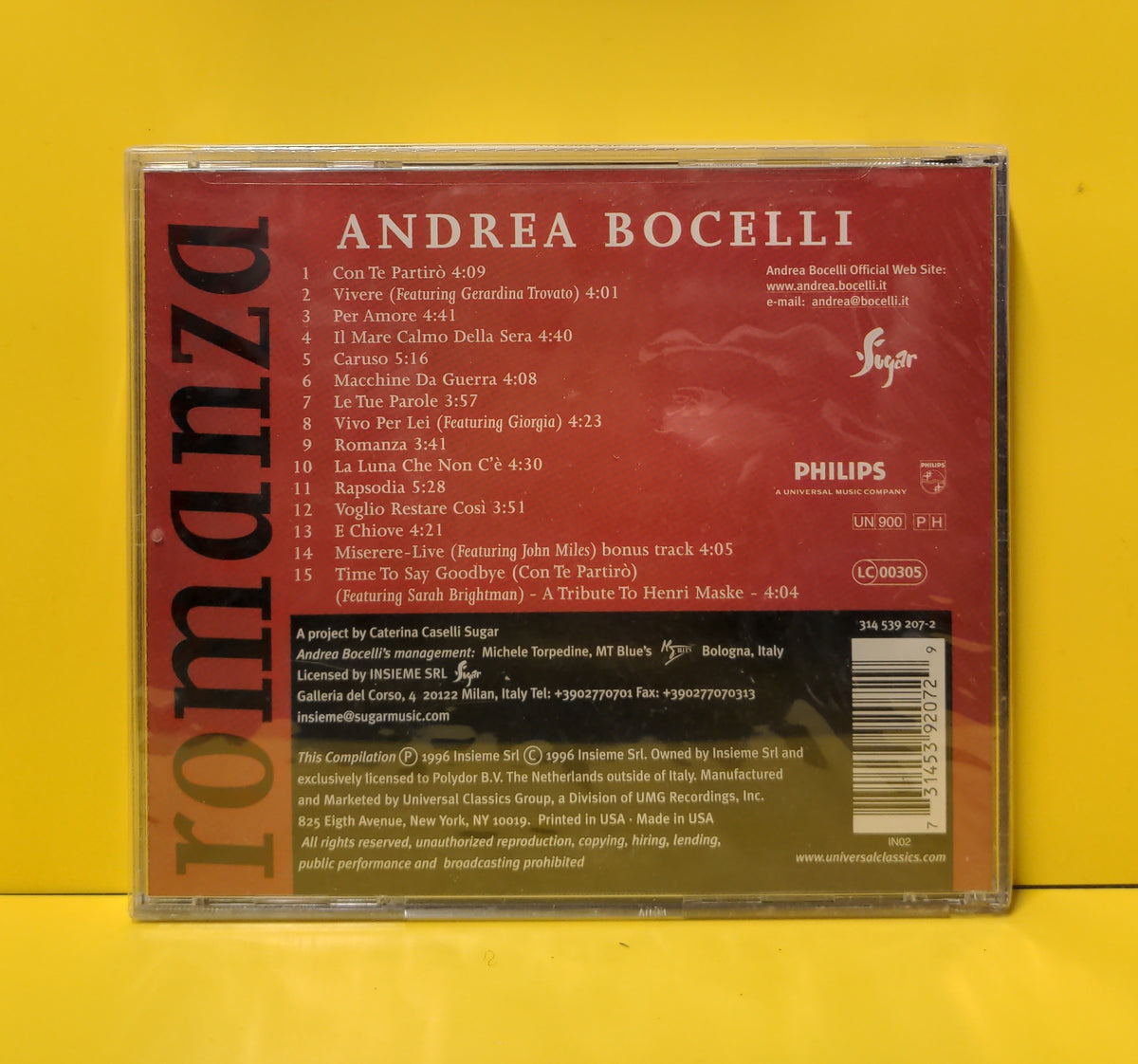 Andrea Bocelli - Romanza - 314 539 207-2 New - Sealed - CDs - Reissue Andrea Bocelli - Romanza - 314 539 207-2 New - Sealed - CDs - Reissue