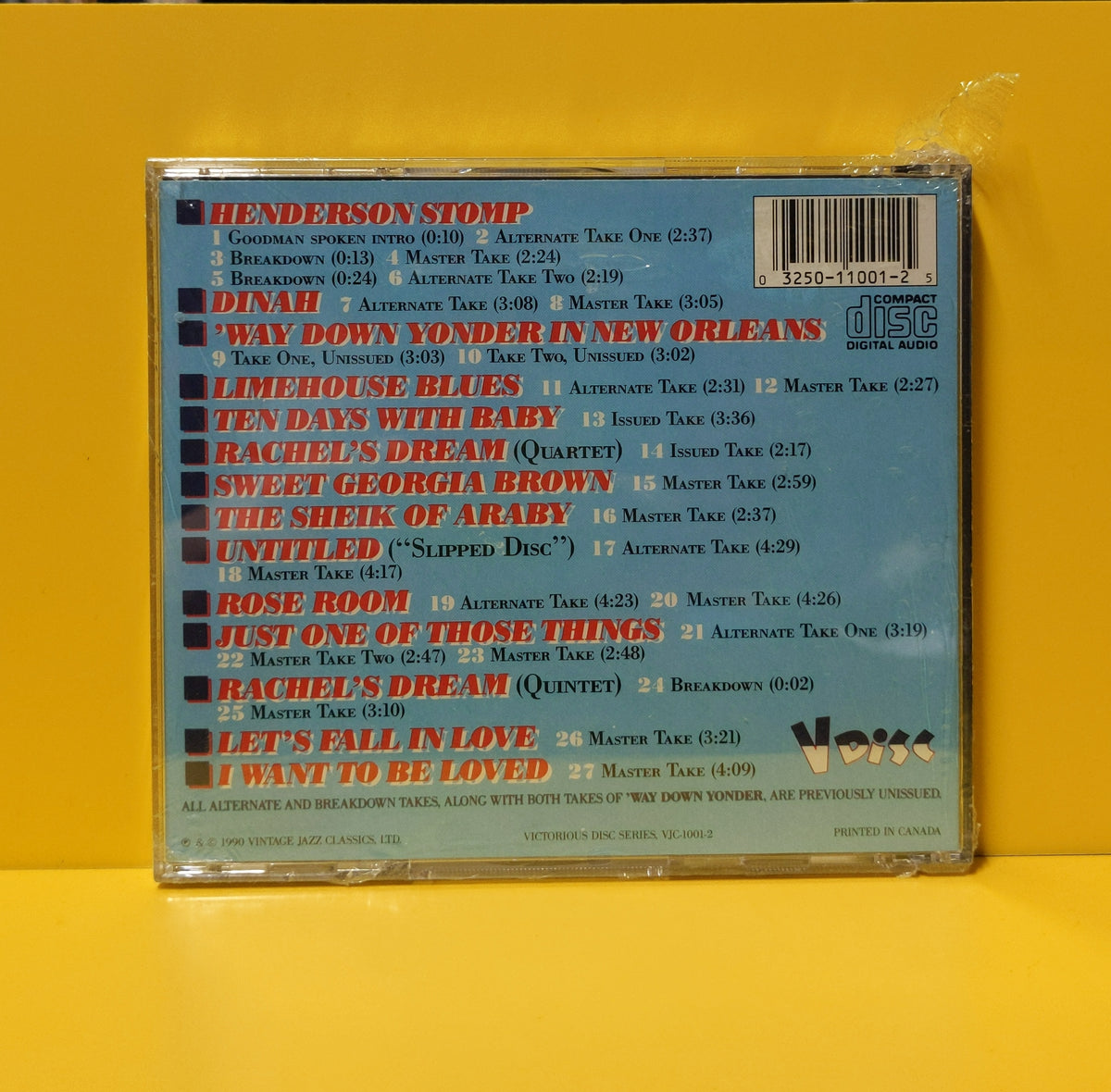 Benny Goodman - Way Down Yonder: The Legendary V-Disc Masters - 1990 - VJC-1001-2 New - Sealed - CDs Benny Goodman - Way Down Yonder: The Legendary V-Disc Masters - 1990 - VJC-1001-2 New - Sealed - CDs