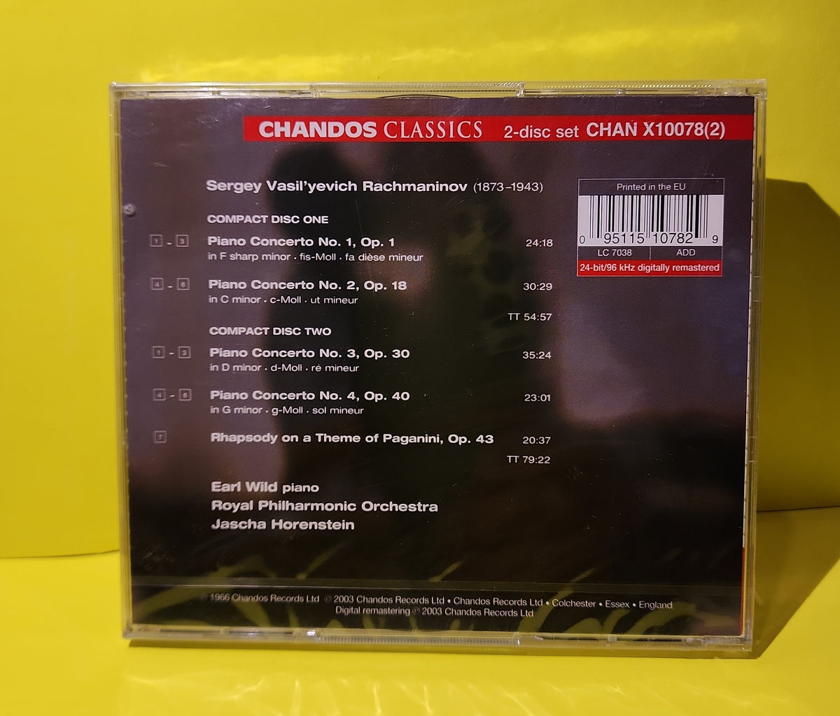 Rachmaninov* : Earl Wild / Royal Philharmonic / Jascha Horenstein - Piano Concertos Nos 1-4 · Rhapsody On A Theme Of Paganini - 2003 - CHAN 10078(2) X New - Sealed - CDs Rachmaninov* : Earl Wild / Royal Philharmonic / Jascha Horenstein - Piano Concertos Nos 1-4 · Rhapsody On A Theme Of Paganini - 2003 - CHAN 10078(2) X New - Sealed - CDs