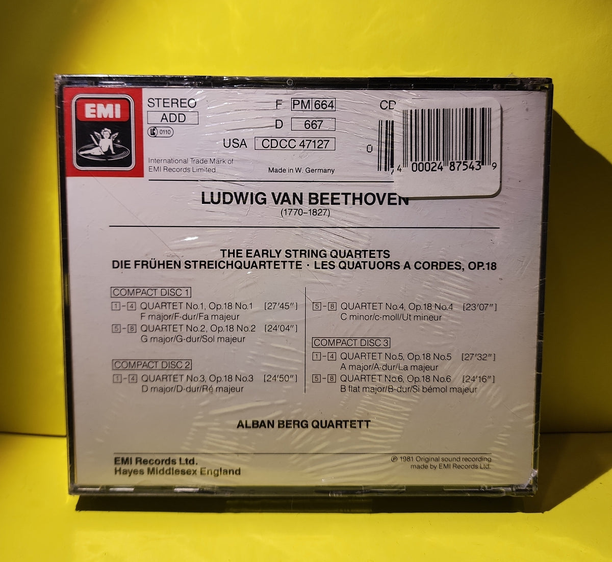 Beethoven, Alban Berg Quartet - String Quartet Nos. 1-6 - 1981 - 7 47127 8 New - Sealed - CDs Beethoven, Alban Berg Quartet - String Quartet Nos. 1-6 - 1981 - 7 47127 8 New - Sealed - CDs