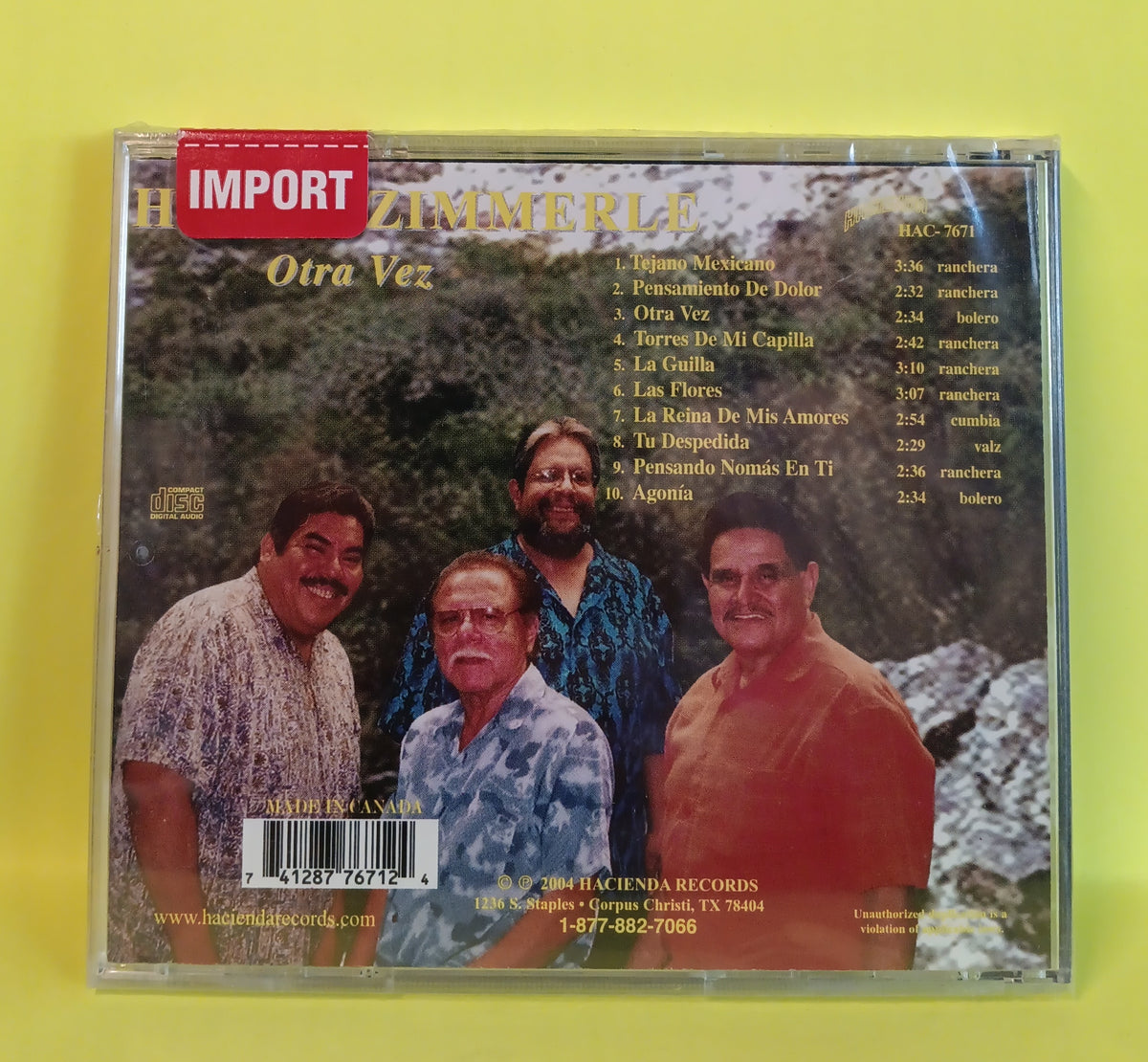 Henry Zimmerle - Otra Vez - 2004 - HAC 7671 New - Sealed - CDs Henry Zimmerle - Otra Vez - 2004 - HAC 7671 New - Sealed - CDs