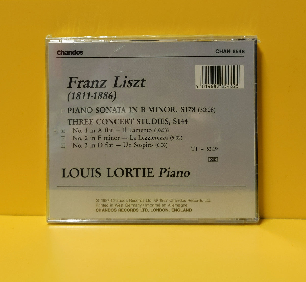 Liszt, Louis Lortie - Piano Sonata In B Minor / Three Concert Studies - 1987 - CHAN 8548 New - Sealed - CDs Liszt, Louis Lortie - Piano Sonata In B Minor / Three Concert Studies - 1987 - CHAN 8548 New - Sealed - CDs