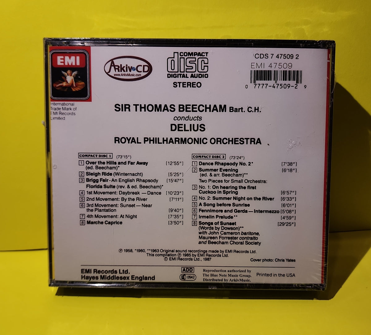 Delius - Sir Thomas Beecham, Royal Philharmonic Orchestra - 1987 - CDS 7 47509 2 New - Sealed - CDs Delius - Sir Thomas Beecham, Royal Philharmonic Orchestra - 1987 - CDS 7 47509 2 New - Sealed - CDs