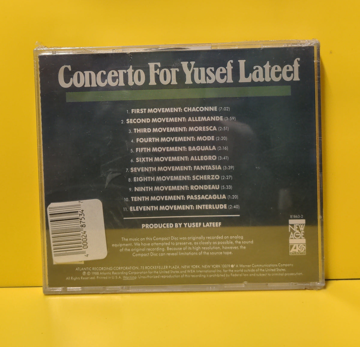 Yusef Lateef - Concerto For Yusef Lateef - 1988 - 7 81863-2 New - Sealed - CDs Yusef Lateef - Concerto For Yusef Lateef - 1988 - 7 81863-2 New - Sealed - CDs